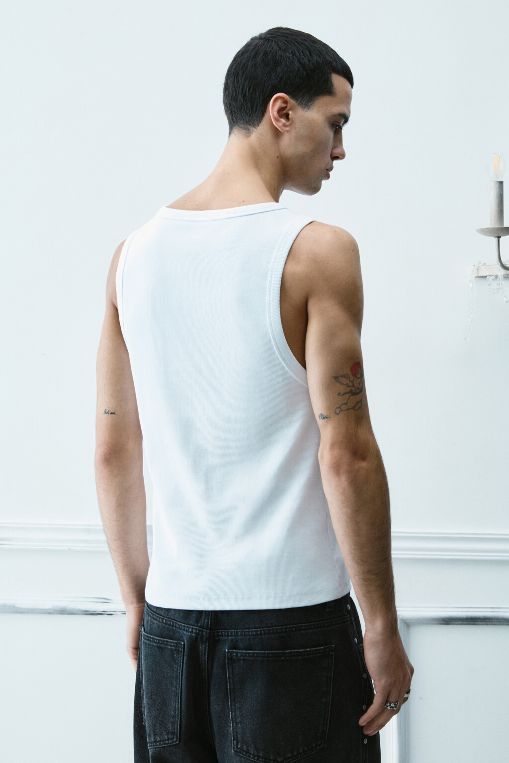 Майка базовая из трикотажа - цвет белый - 4