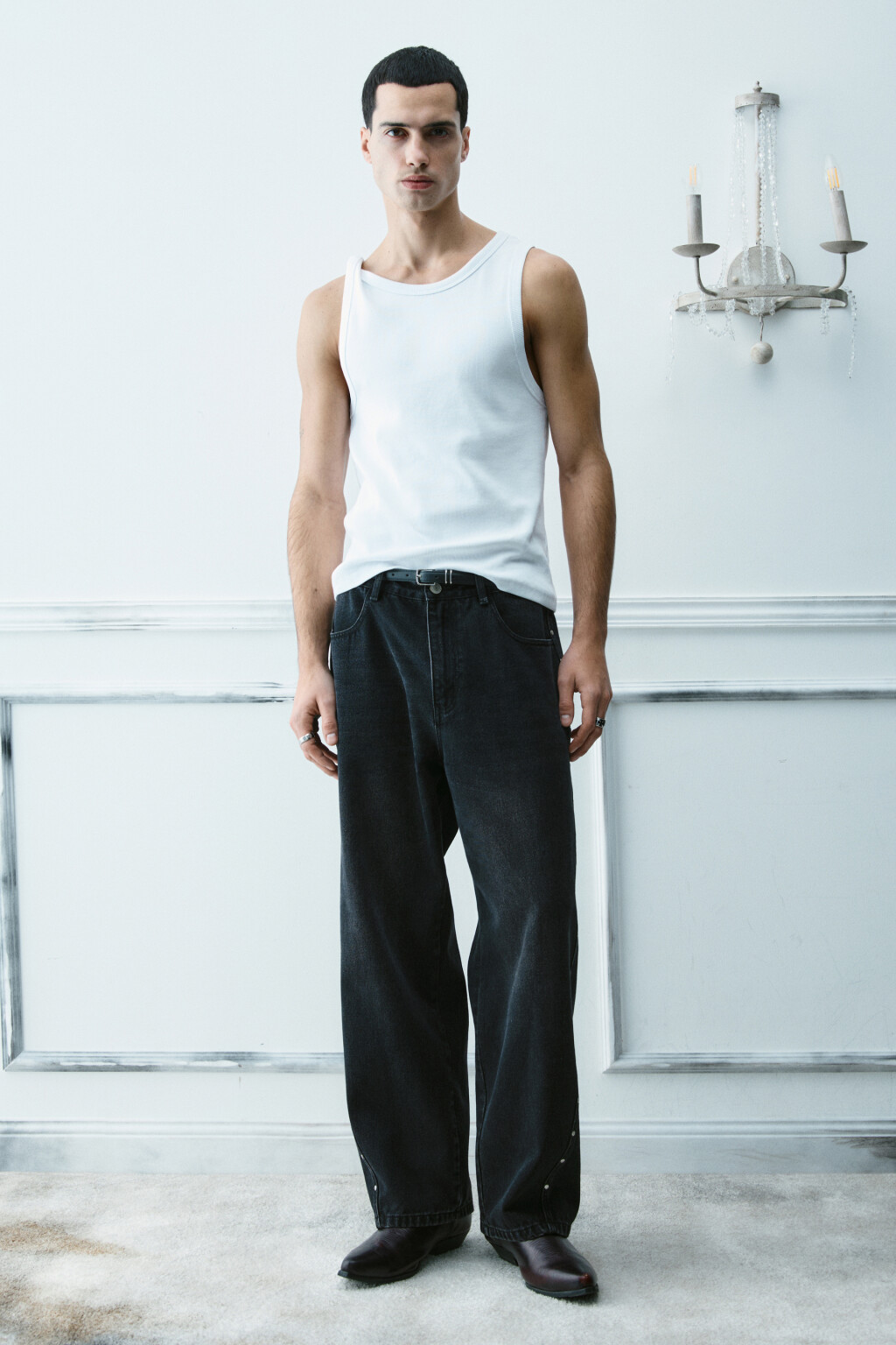 Майка базовая из трикотажа - цвет белый - 5