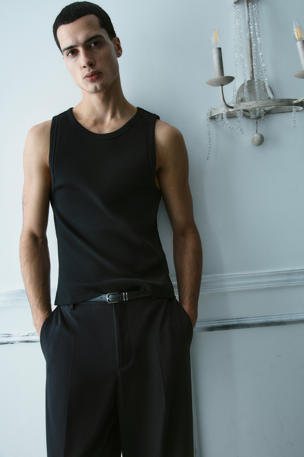 Майка базовая из трикотажа - цвет черный - 2