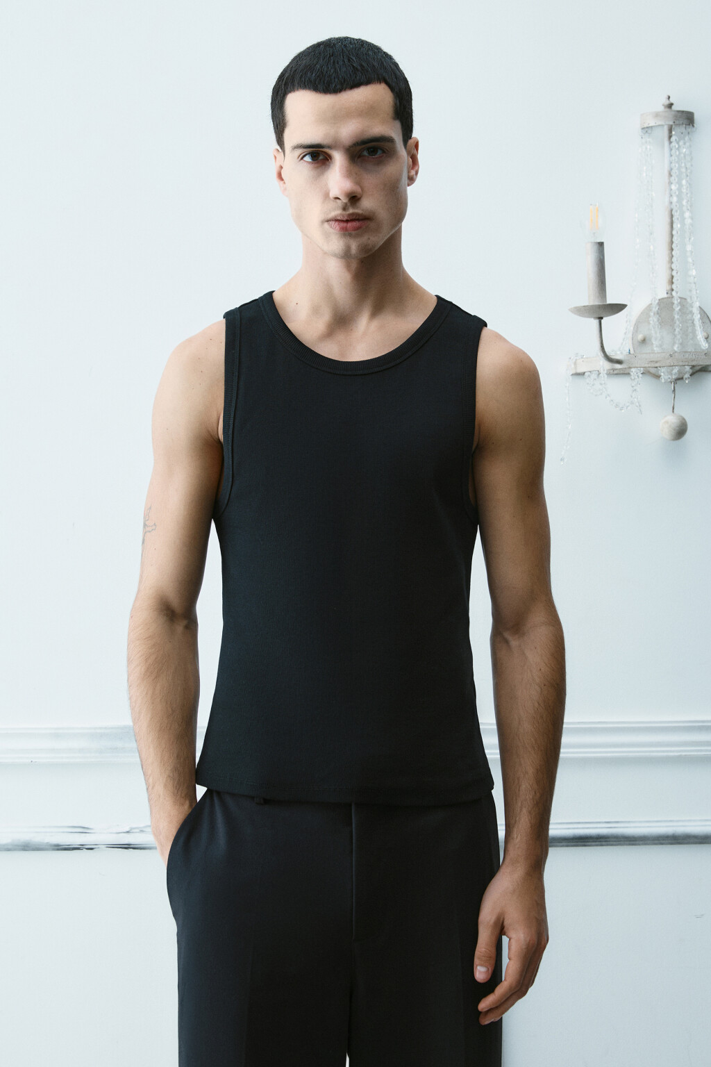 Майка базовая из трикотажа - цвет черный - 4