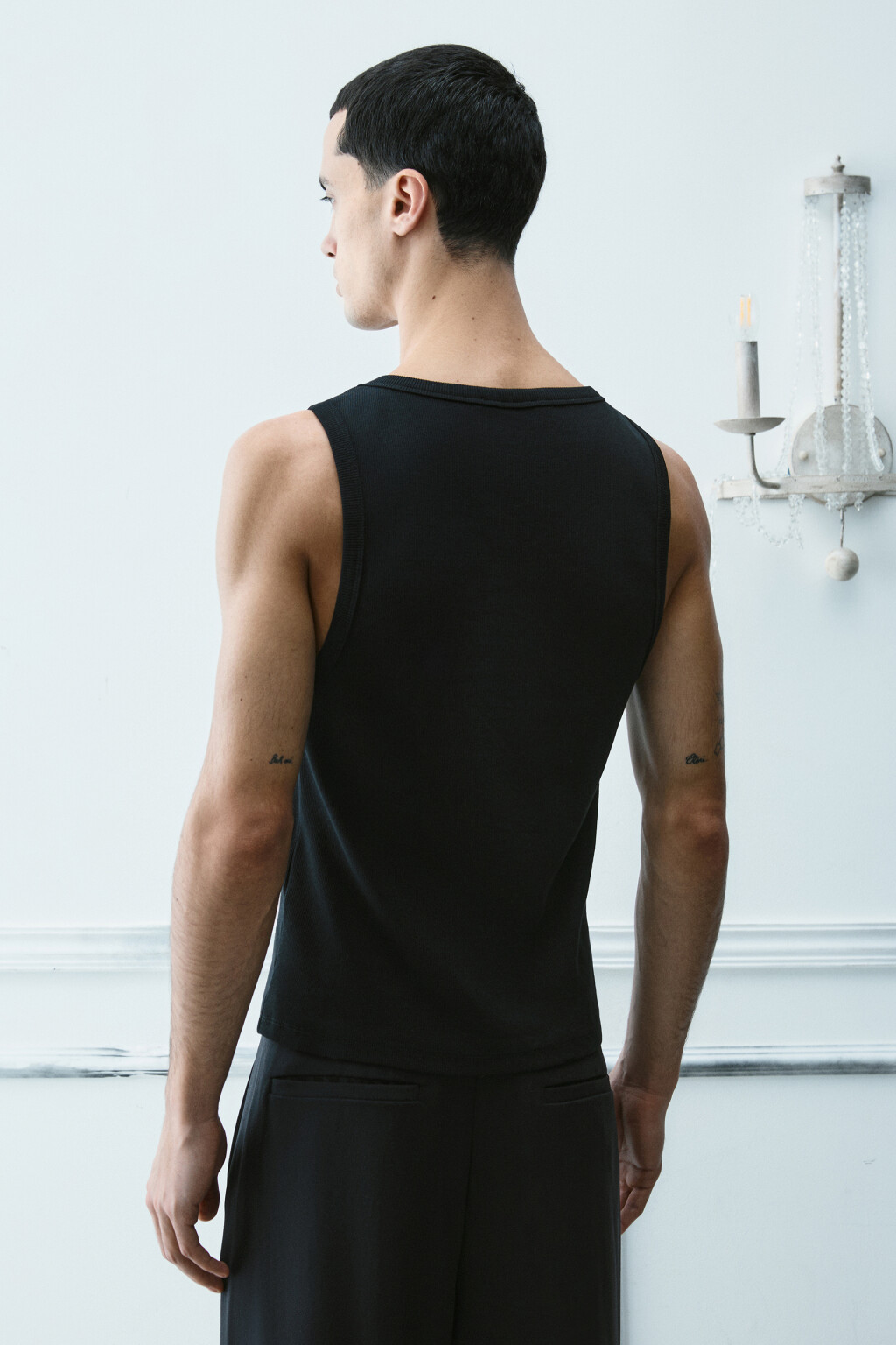 Майка базовая из трикотажа - цвет черный - 5