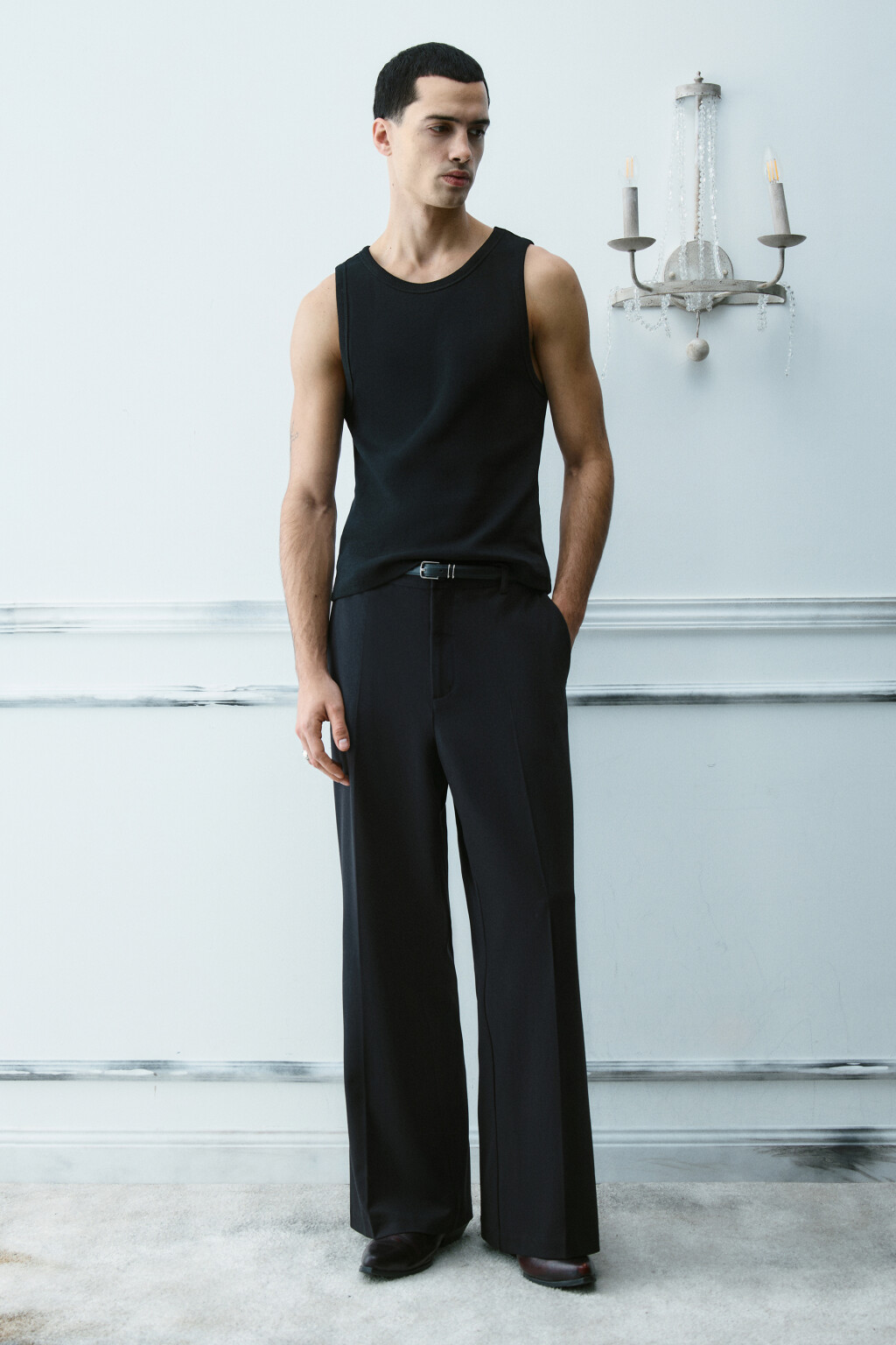 Майка базовая из трикотажа - цвет черный - 6