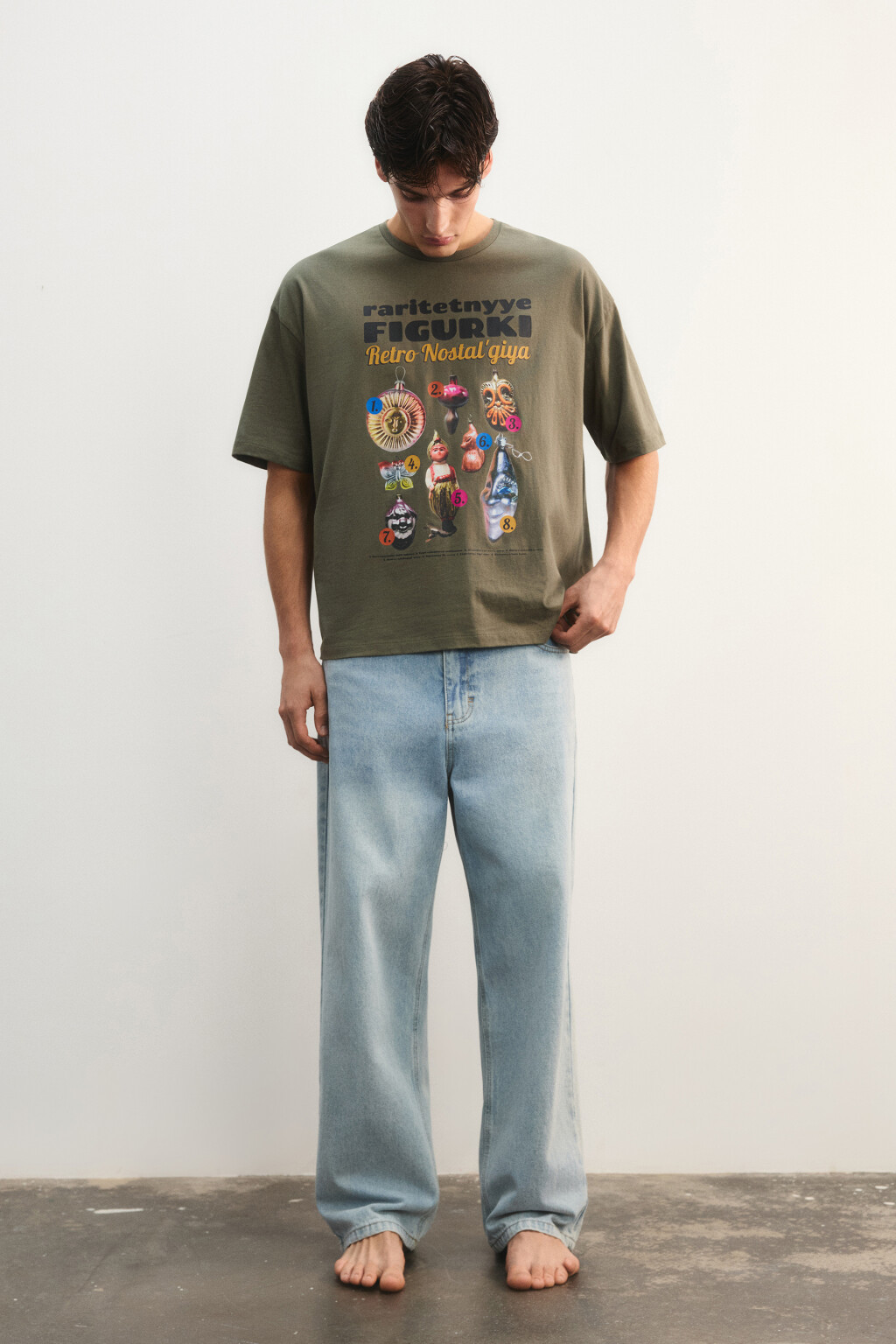 Футболка с новогодним принтом - цвет зеленый - 4