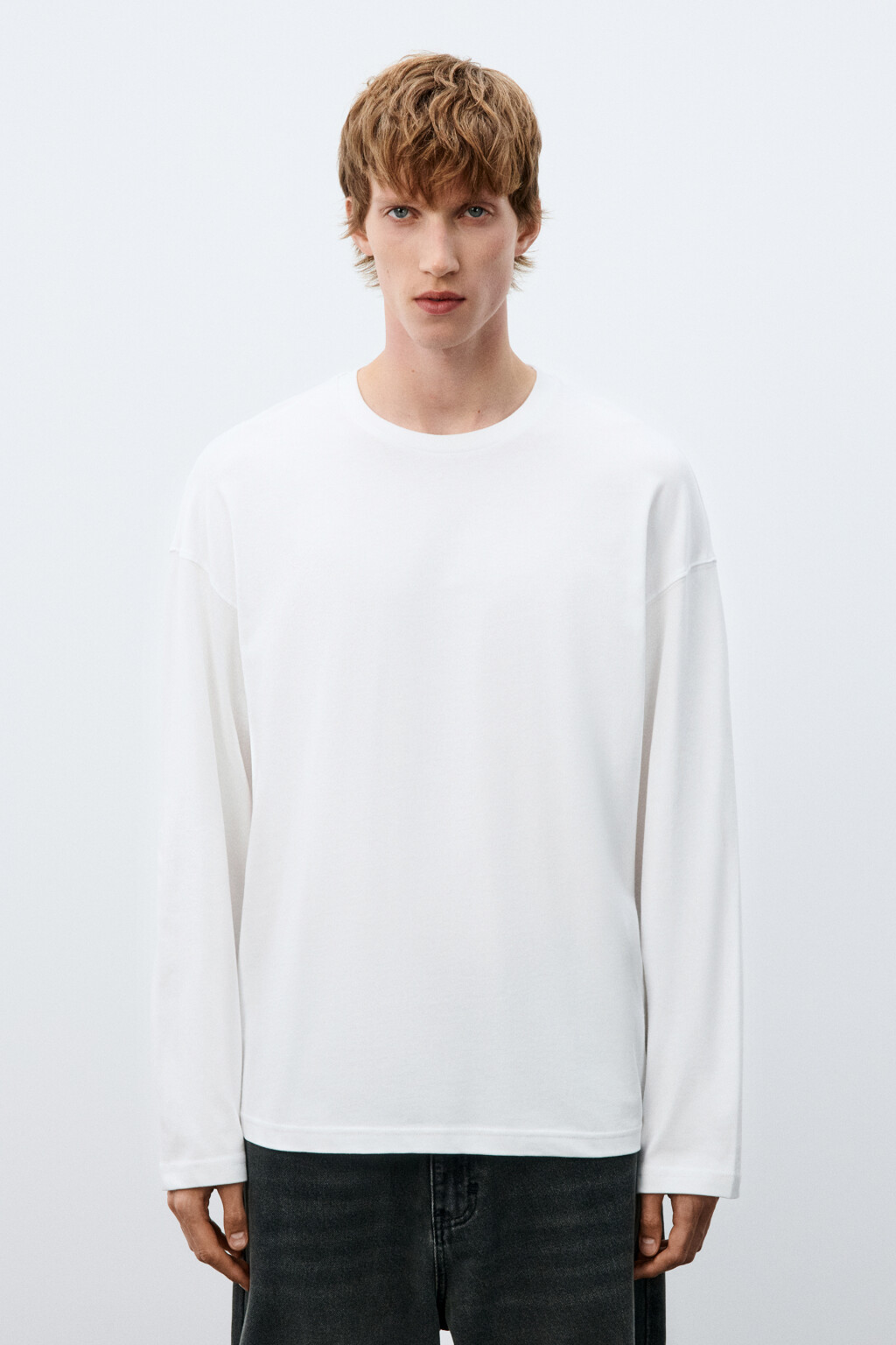 Лонгслив из хлопкового трикотажа - цвет белый - 2