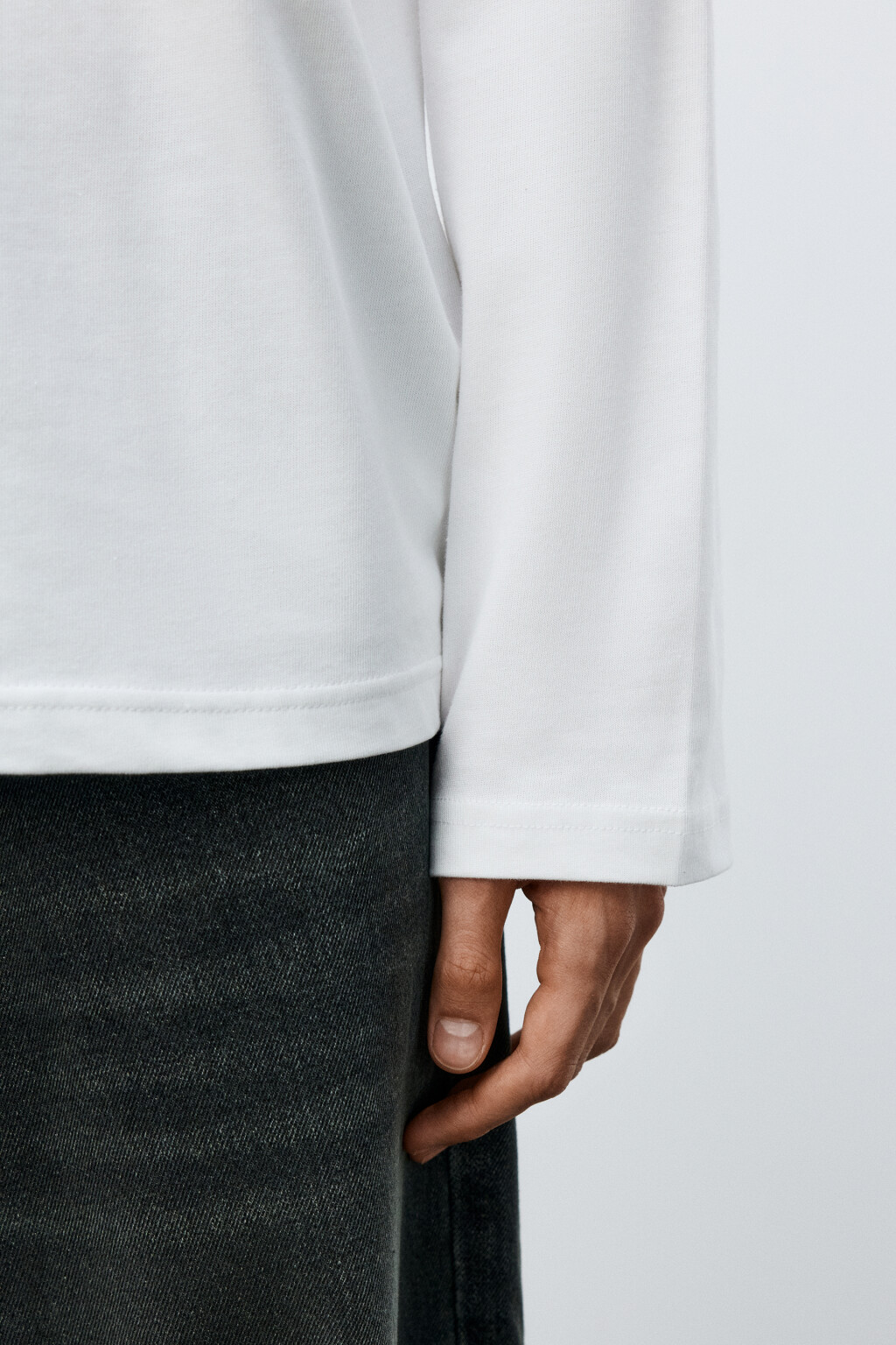 Лонгслив из хлопкового трикотажа - цвет белый - 6