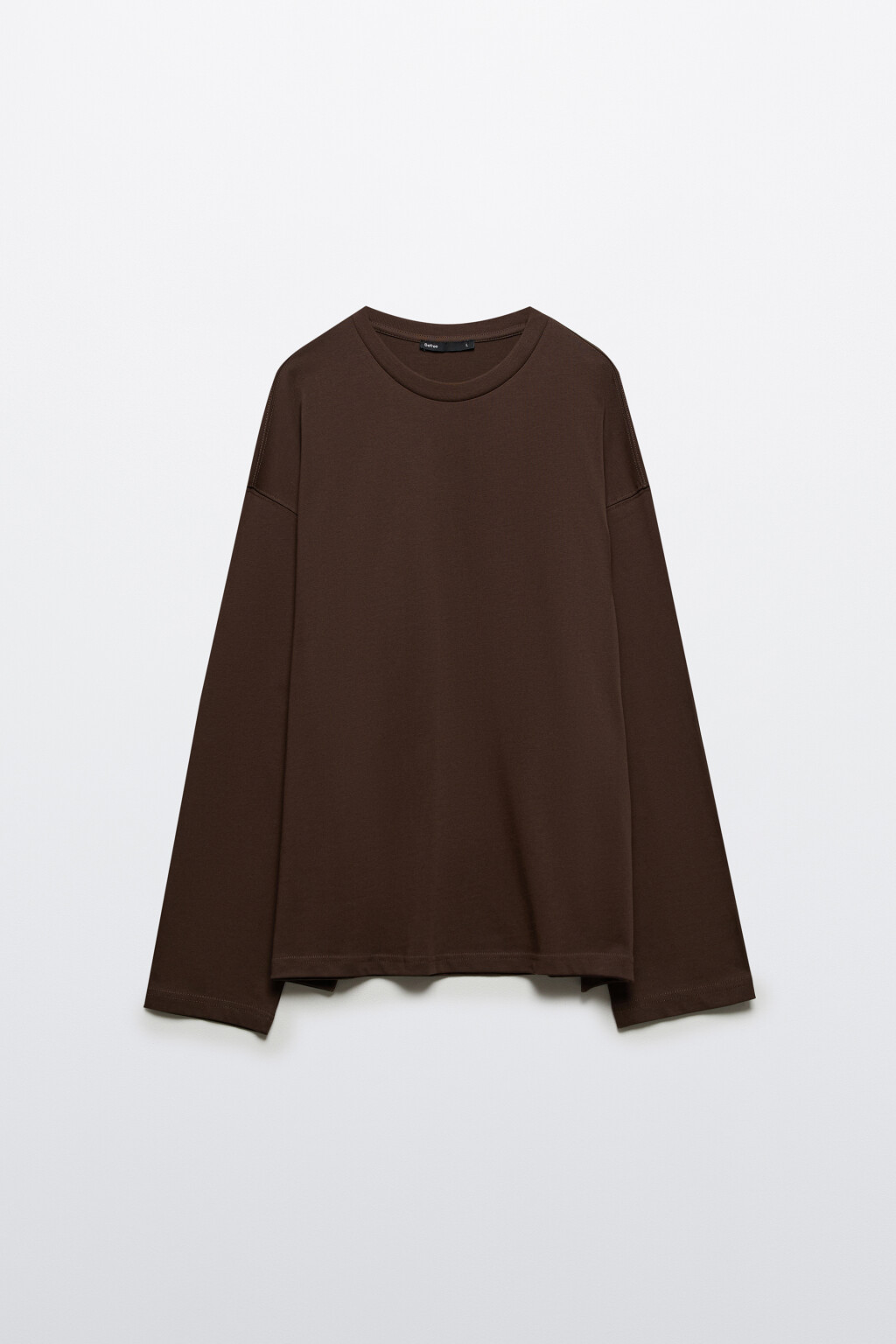 Лонгслив из хлопкового трикотажа - цвет коричневый - 8