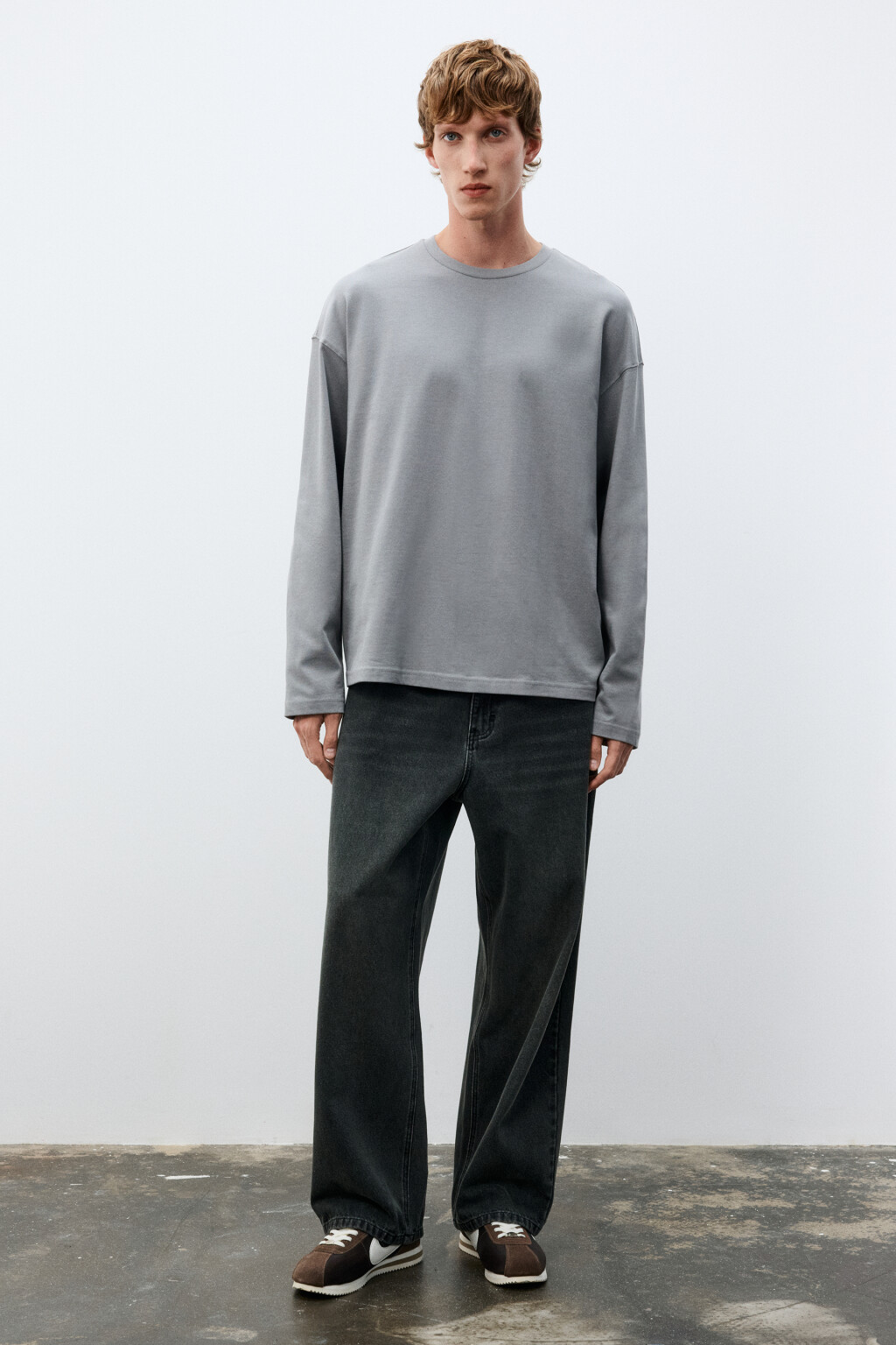 Лонгслив из хлопкового трикотажа - цвет серый - 4