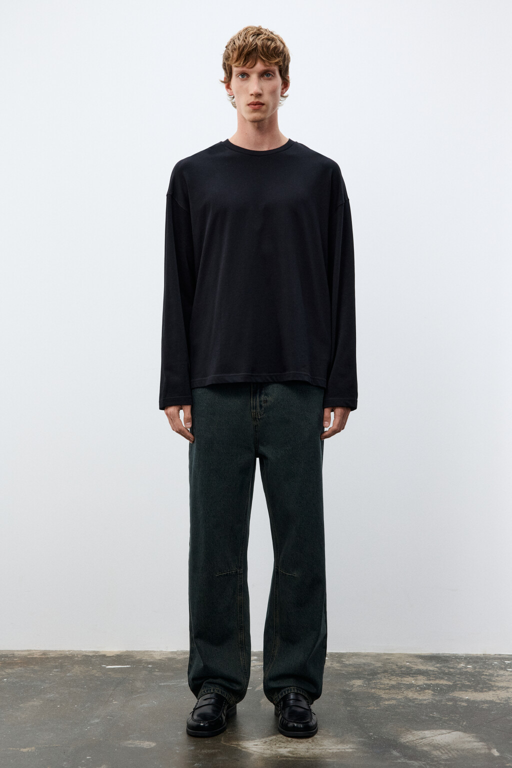 Лонгслив из хлопкового трикотажа - цвет черный - 4