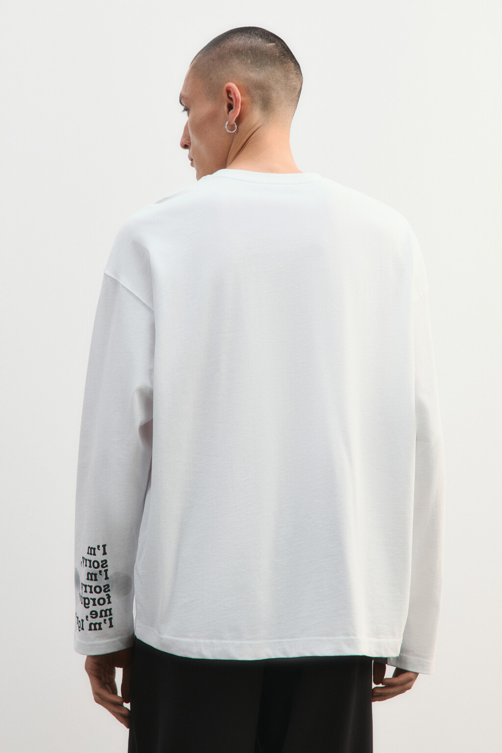 Лонгслив хлопковый с принтом - цвет белый - 4