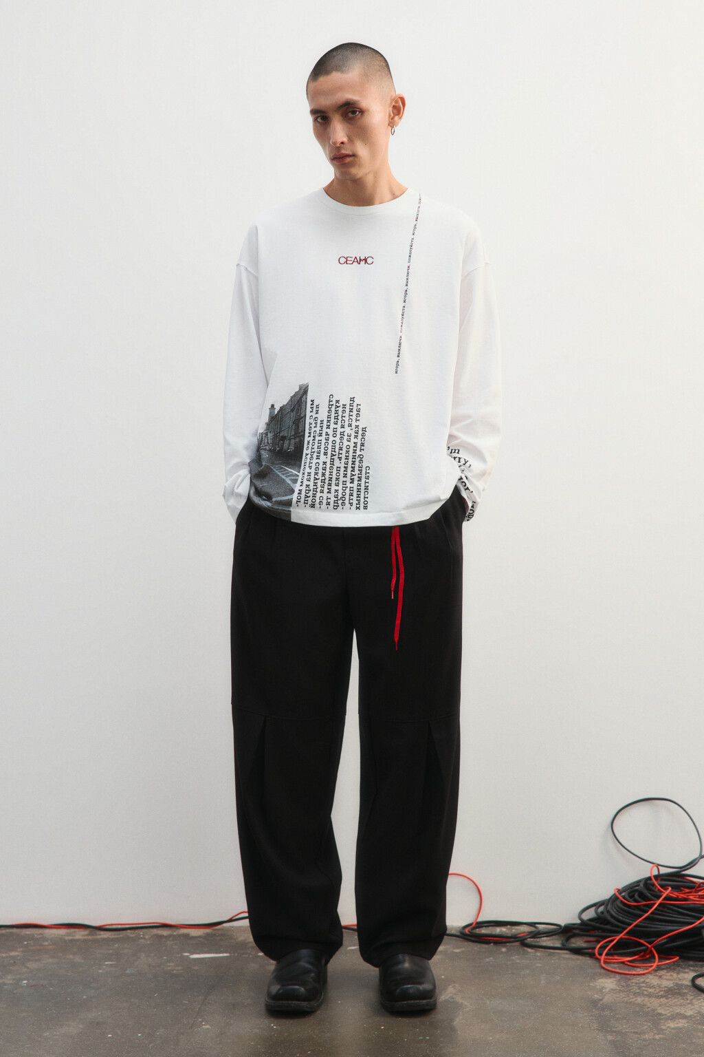 Лонгслив хлопковый с принтом - цвет белый - 5