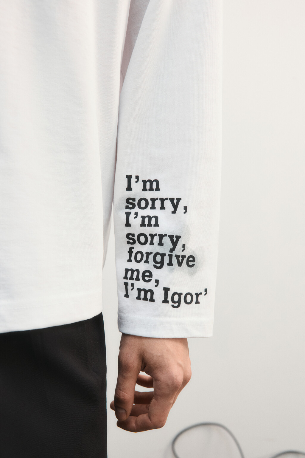 Лонгслив хлопковый с принтом - цвет белый - 8