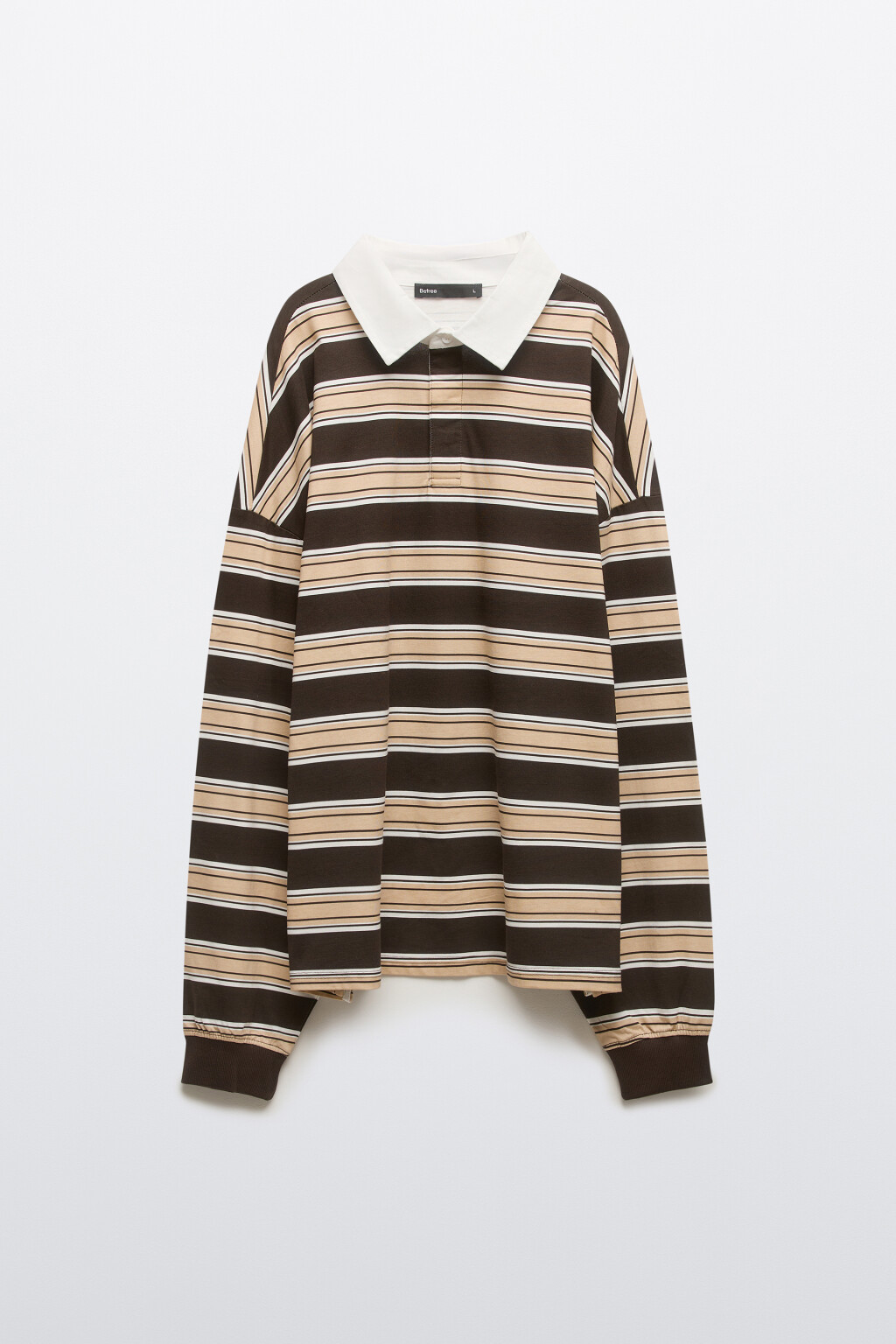 Свитшот в полоску с воротничком - цвет коричневый - 8