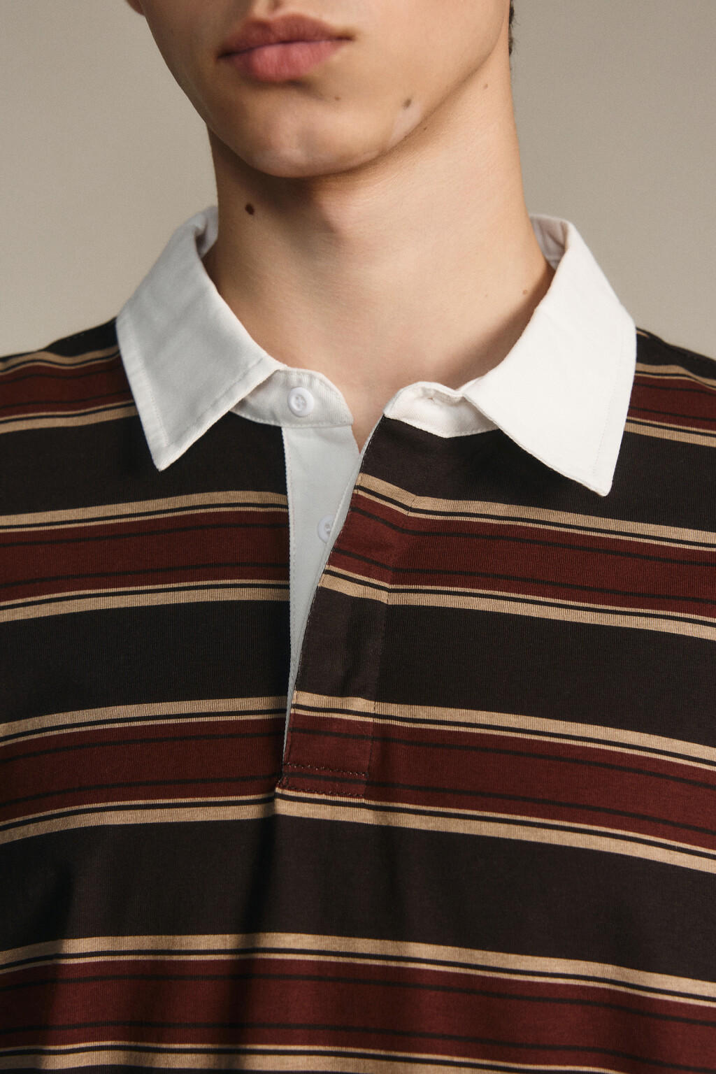 Свитшот в полоску с воротничком - цвет бордовый - 6