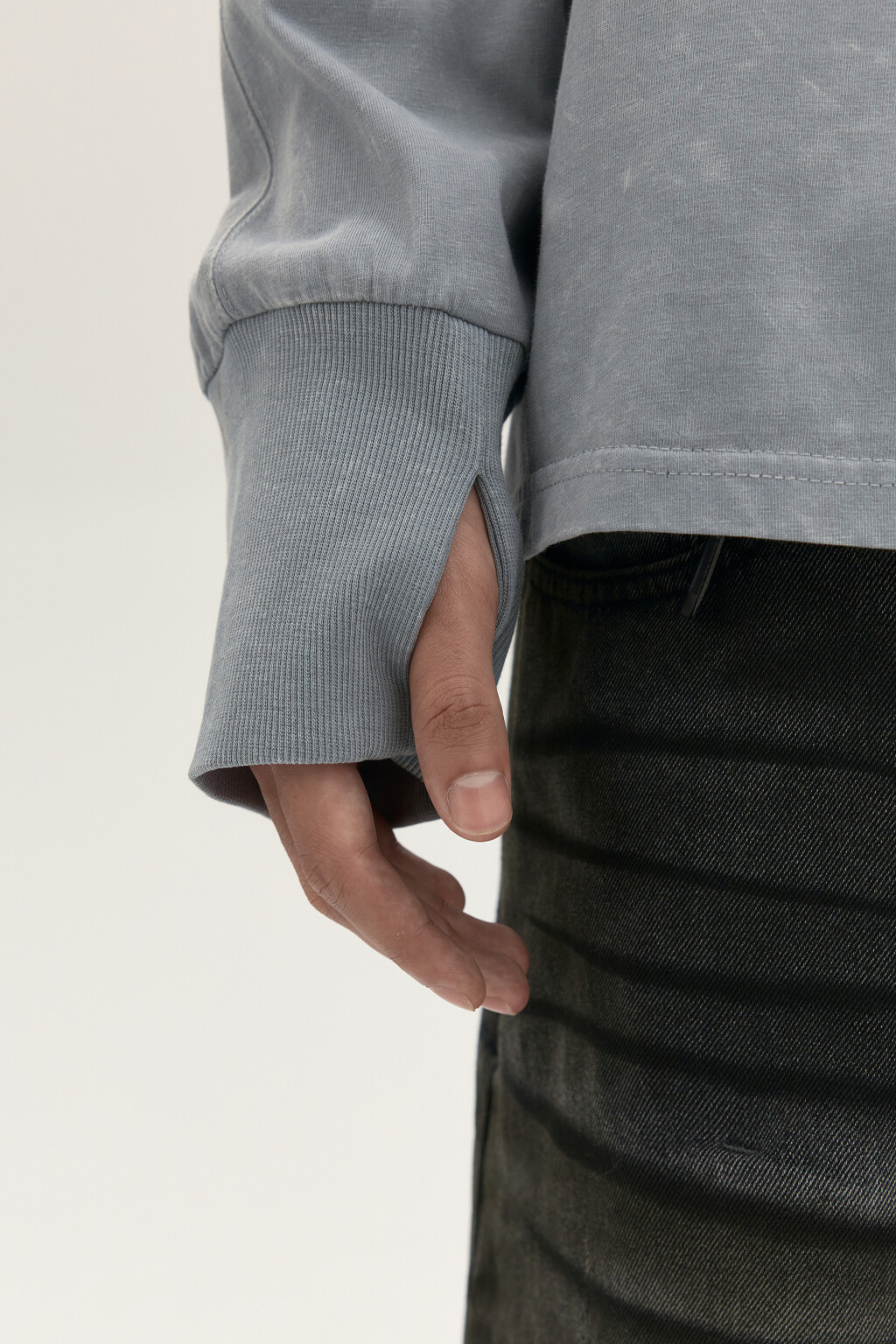 Лонгслив с вареным эффектом и принтом - цвет серый - 6