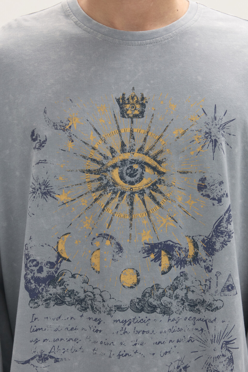 Лонгслив с вареным эффектом и принтом - цвет серый - 7