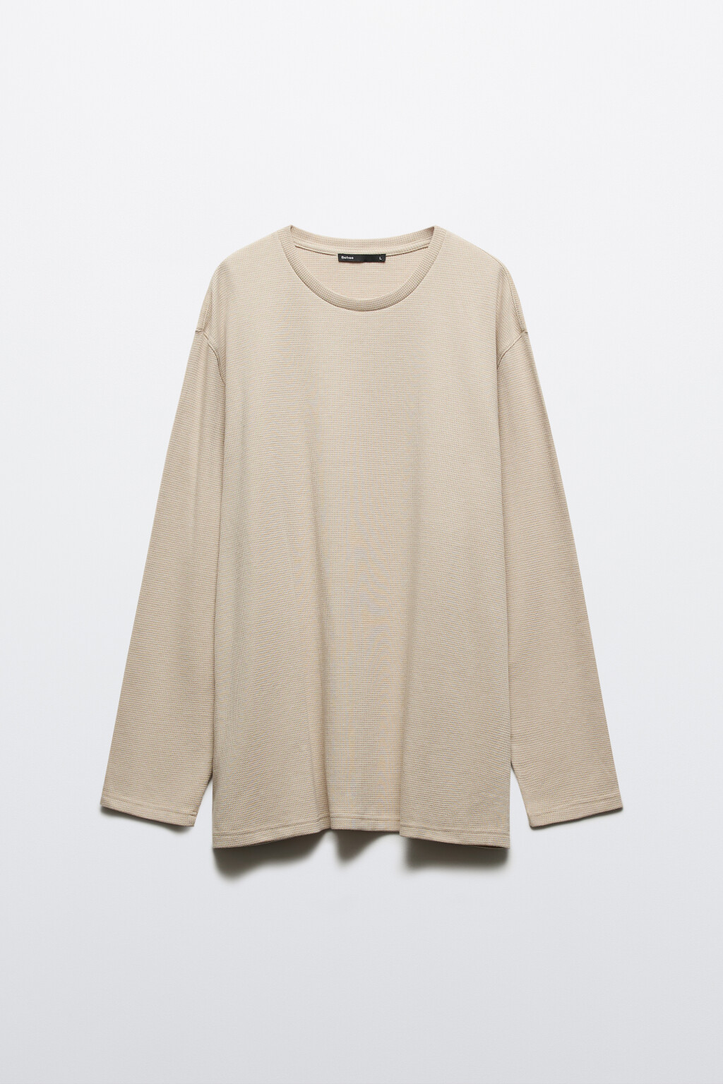 Лонгслив из фактурного трикотажа - цвет бежевый - 7