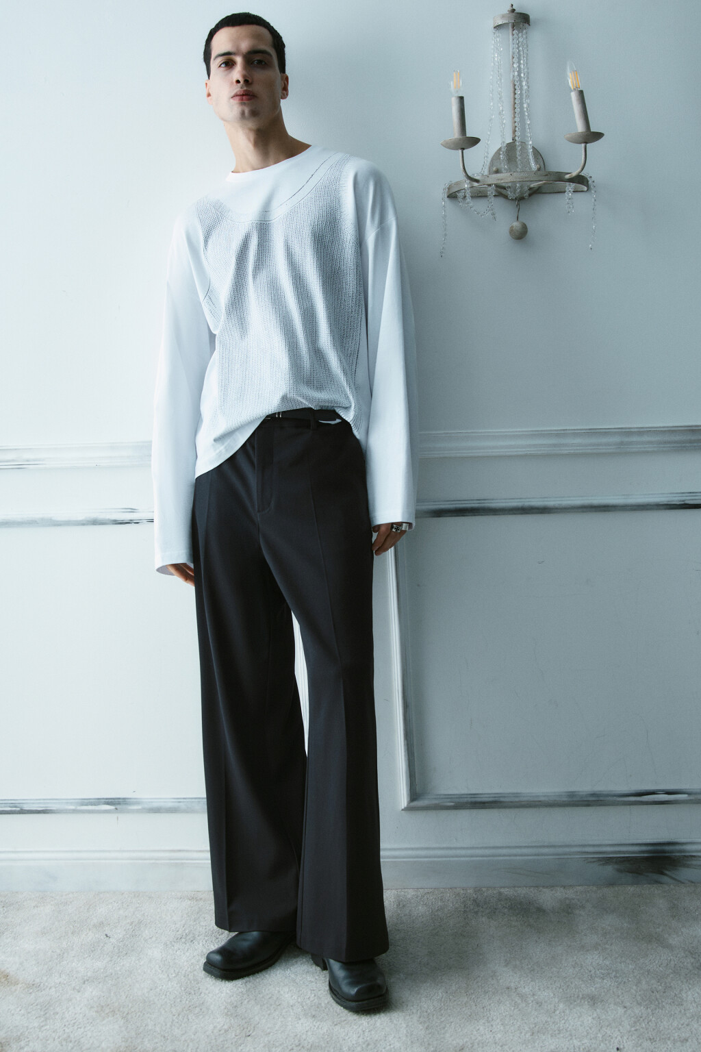 Лонгслив хлопковый с принтом - цвет белый - 2