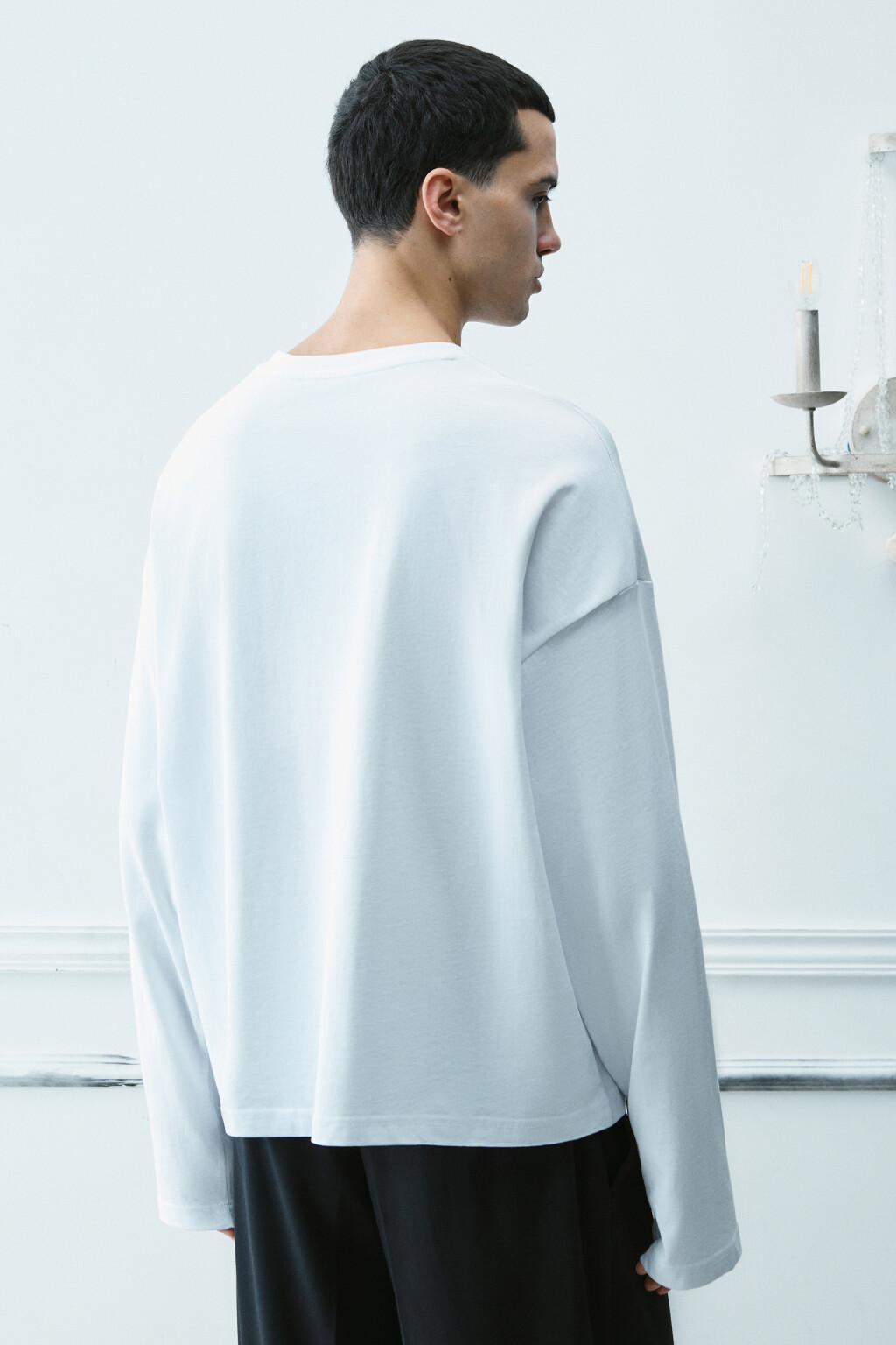 Лонгслив хлопковый с принтом - цвет белый - 4