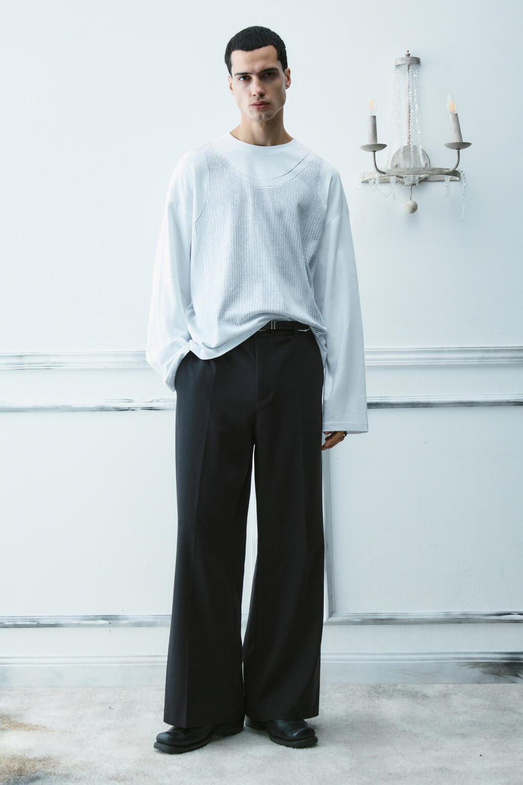 Лонгслив хлопковый с принтом - цвет белый - 5