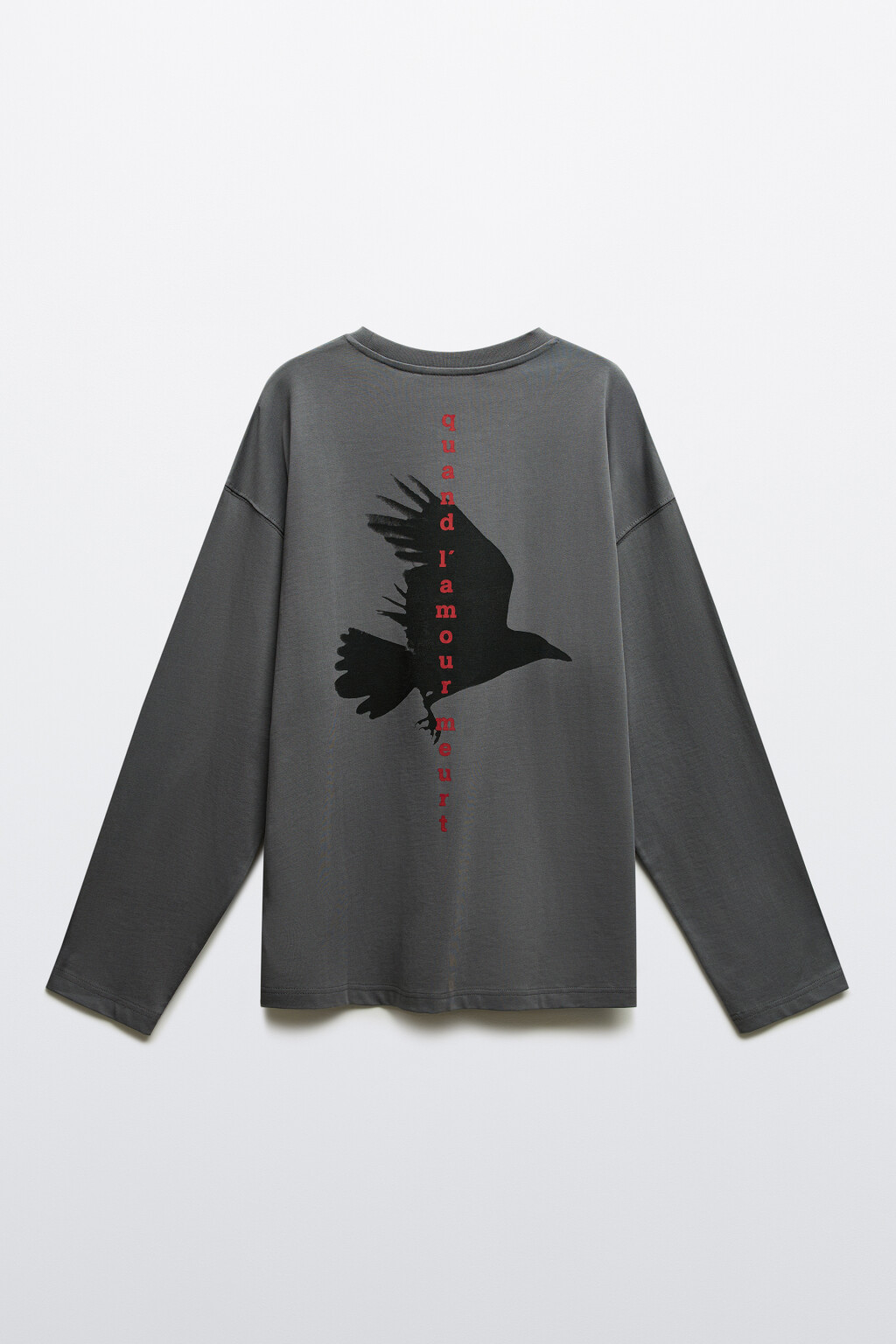 Лонгслив хлопковый с принтом - цвет серый - 9