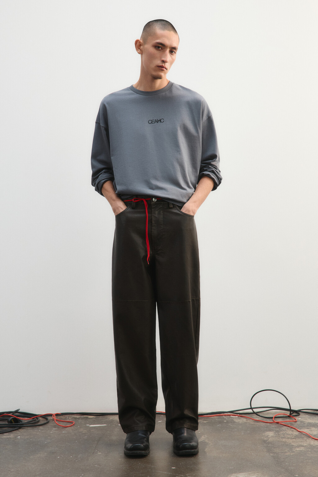 Лонгслив хлопковый с принтом - цвет серый - 4