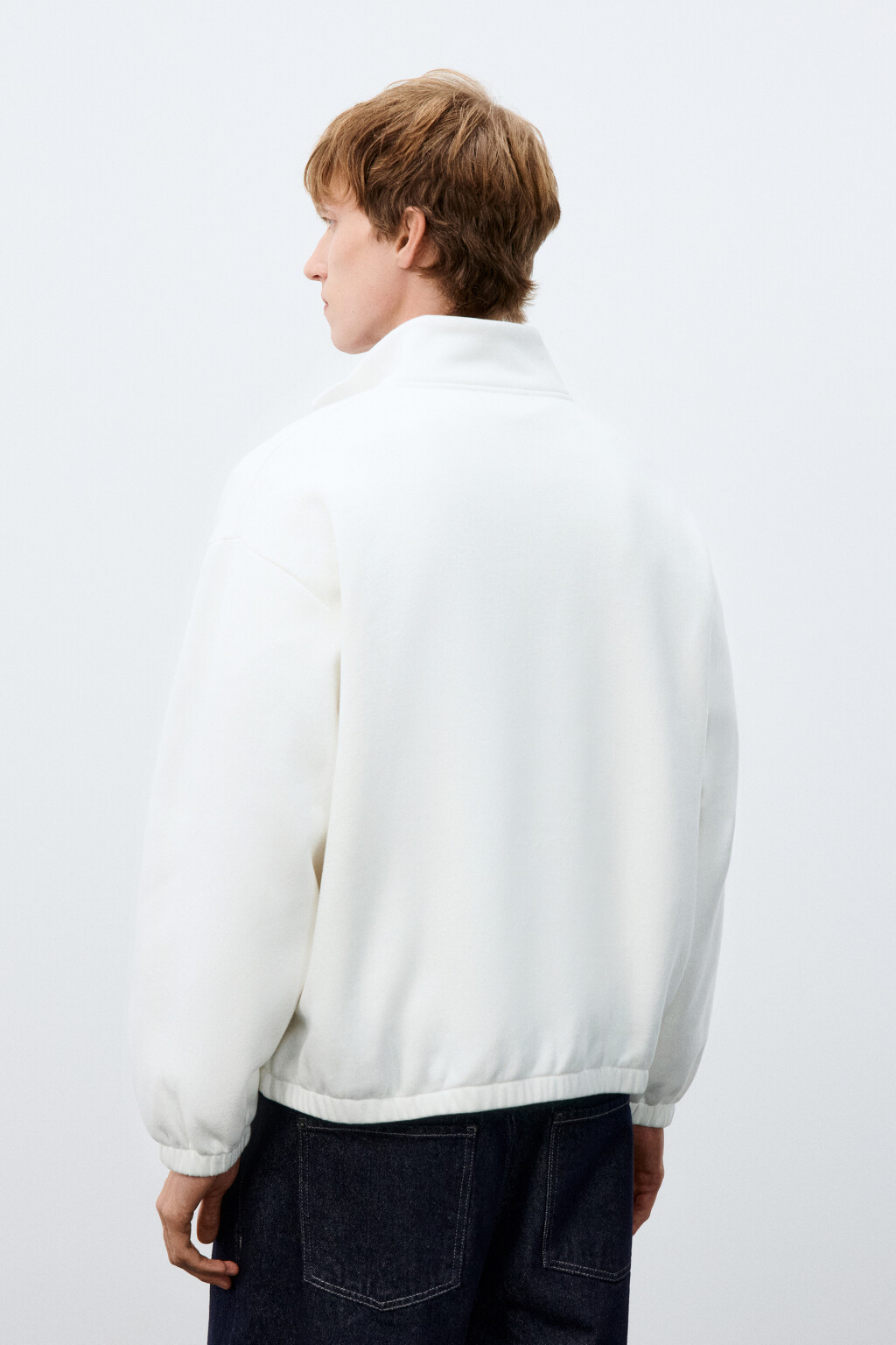 Толстовка утепленная с воротником - цвет белый - 3