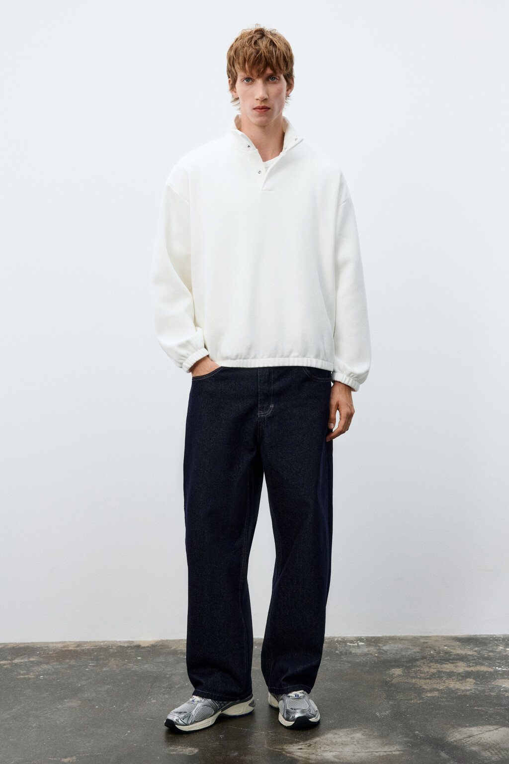 Толстовка утепленная с воротником - цвет белый - 4