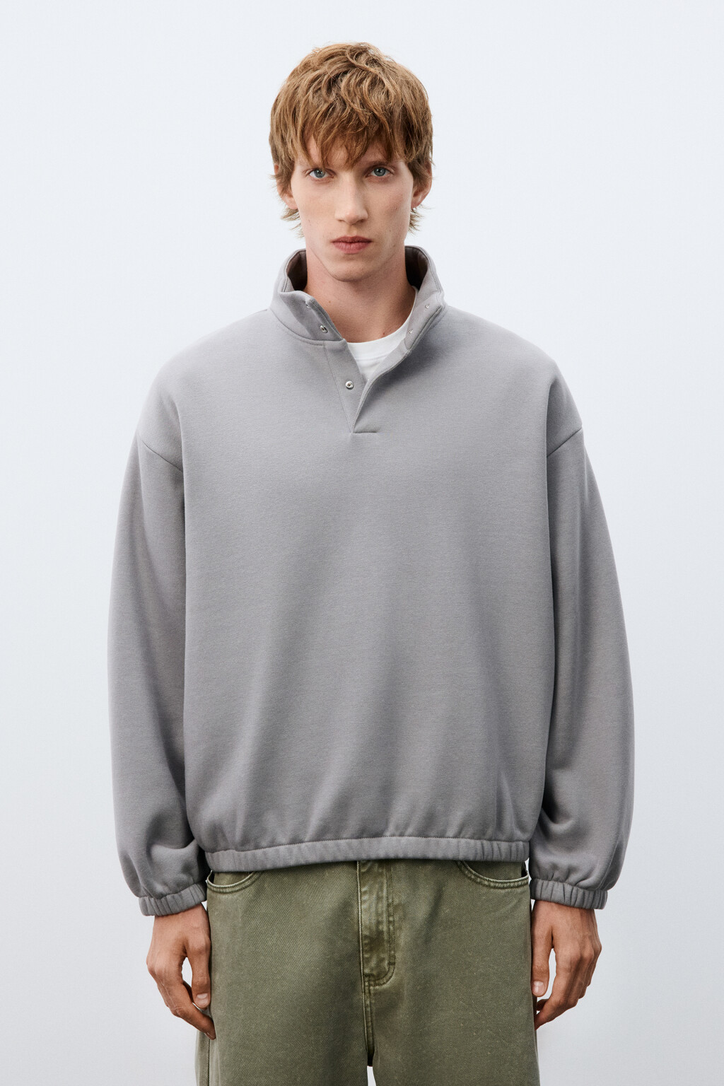 Толстовка утепленная с воротником - цвет серый - 2