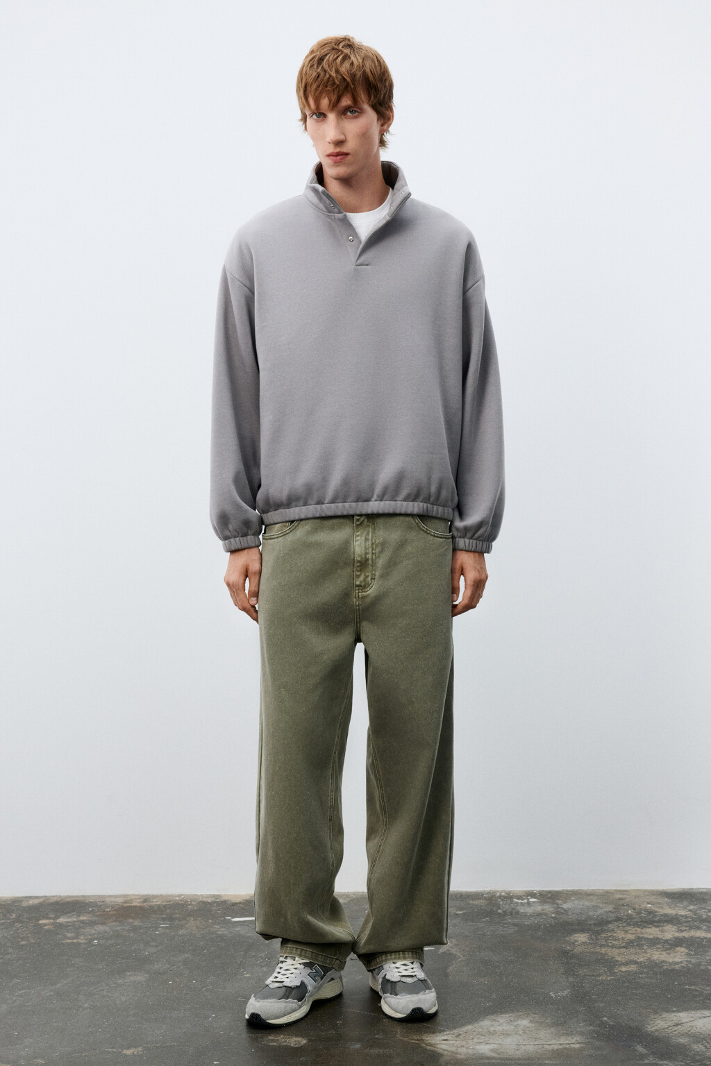 Толстовка утепленная с воротником - цвет серый - 4