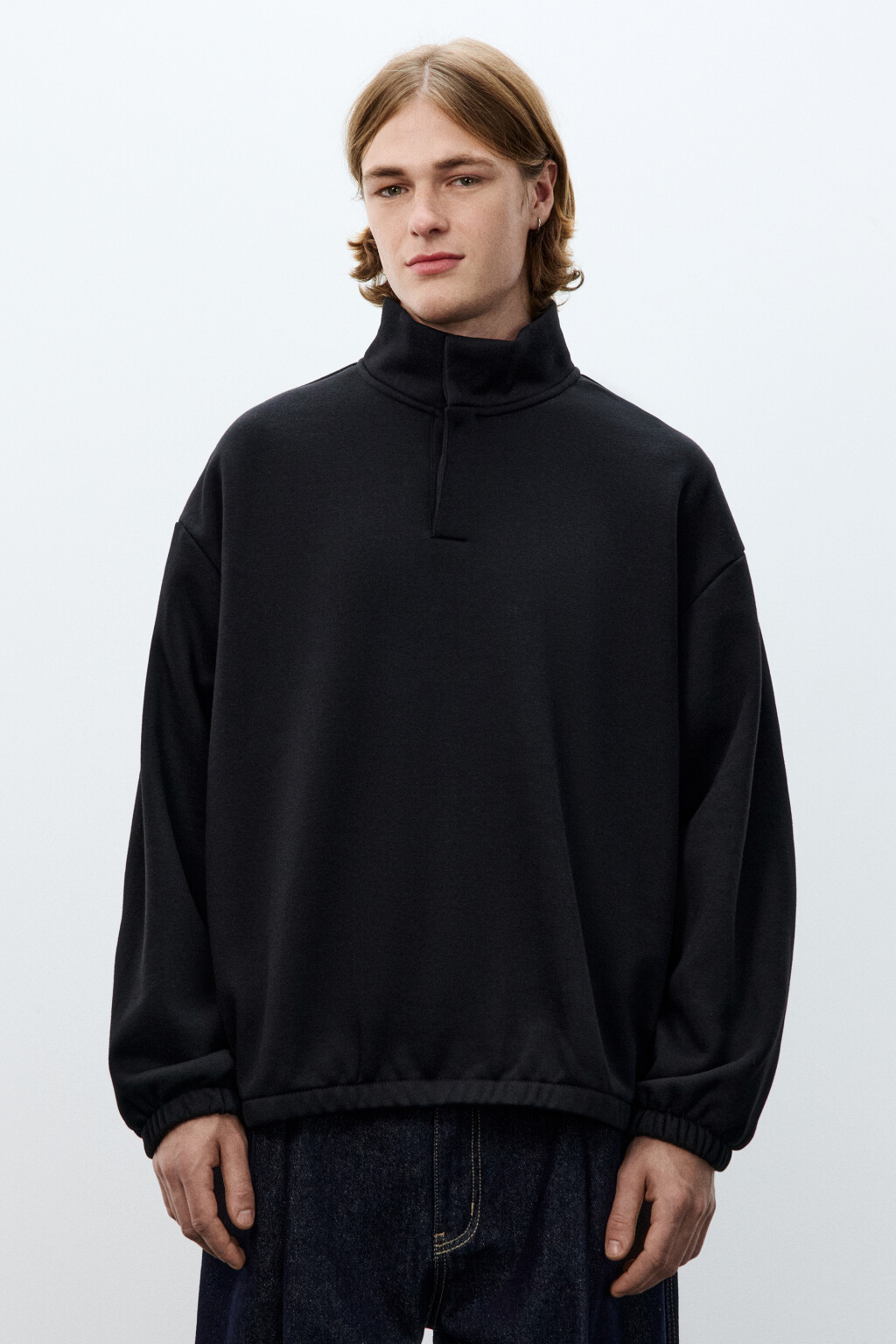 Толстовка утепленная с воротником - цвет черный - 2