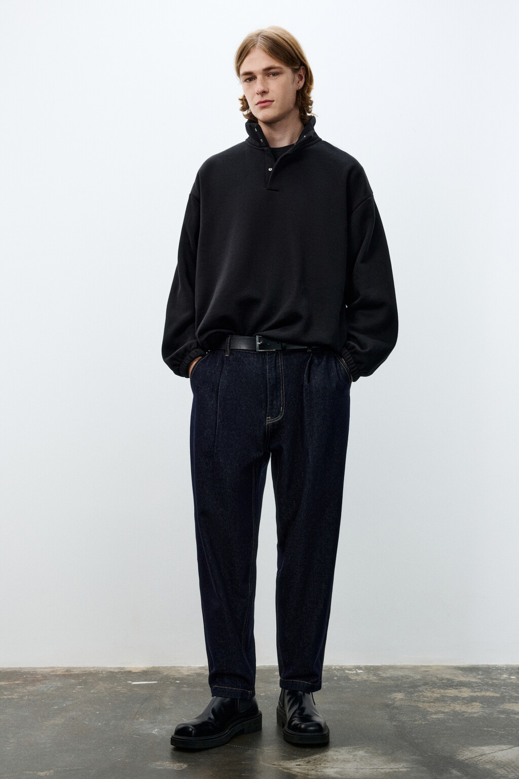 Толстовка утепленная с воротником - цвет черный - 4