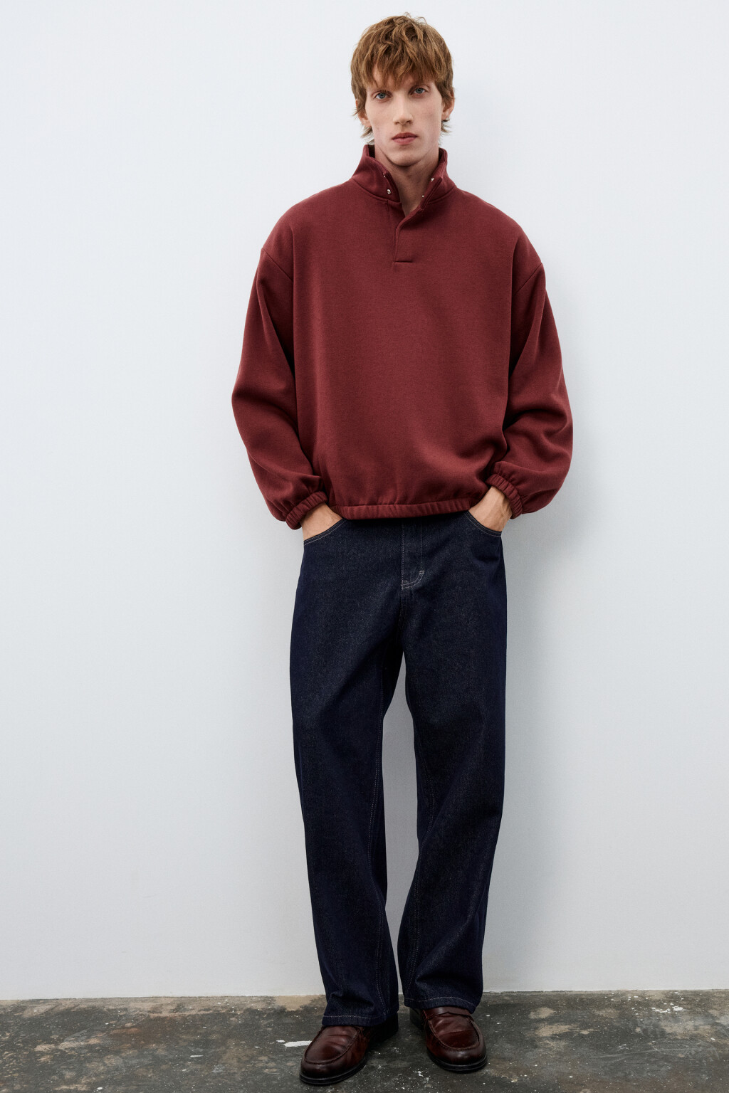 Толстовка утепленная с воротником - цвет красный - 1