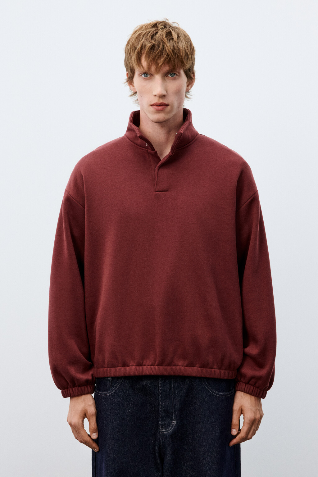 Толстовка утепленная с воротником - цвет красный - 3