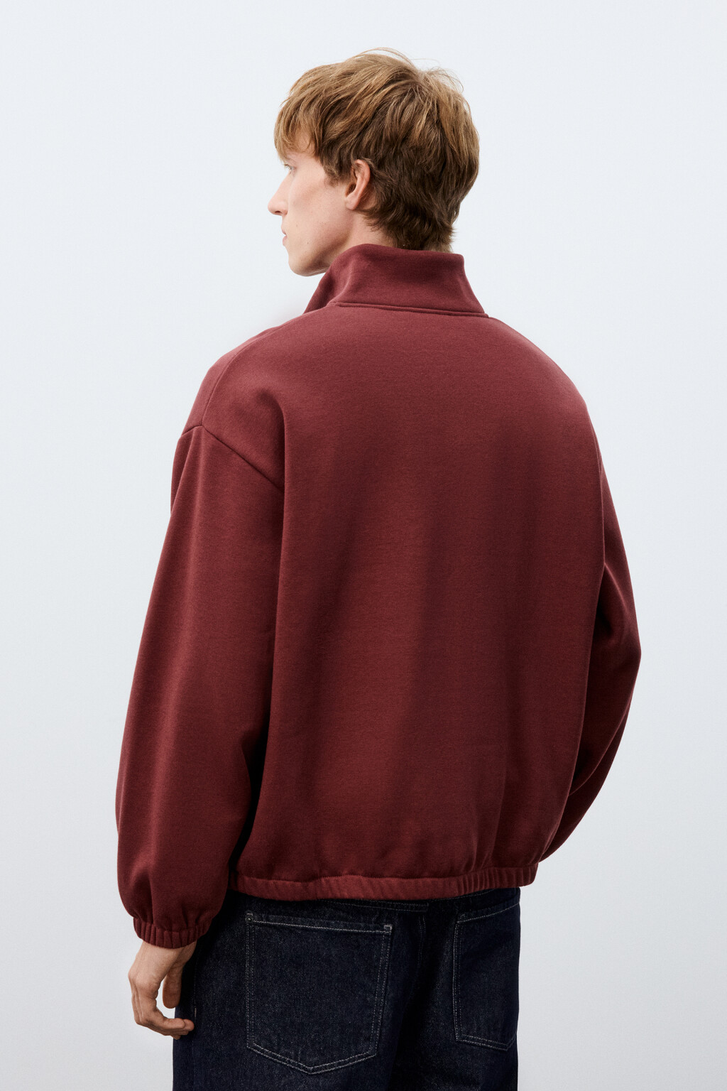 Толстовка утепленная с воротником - цвет красный - 4