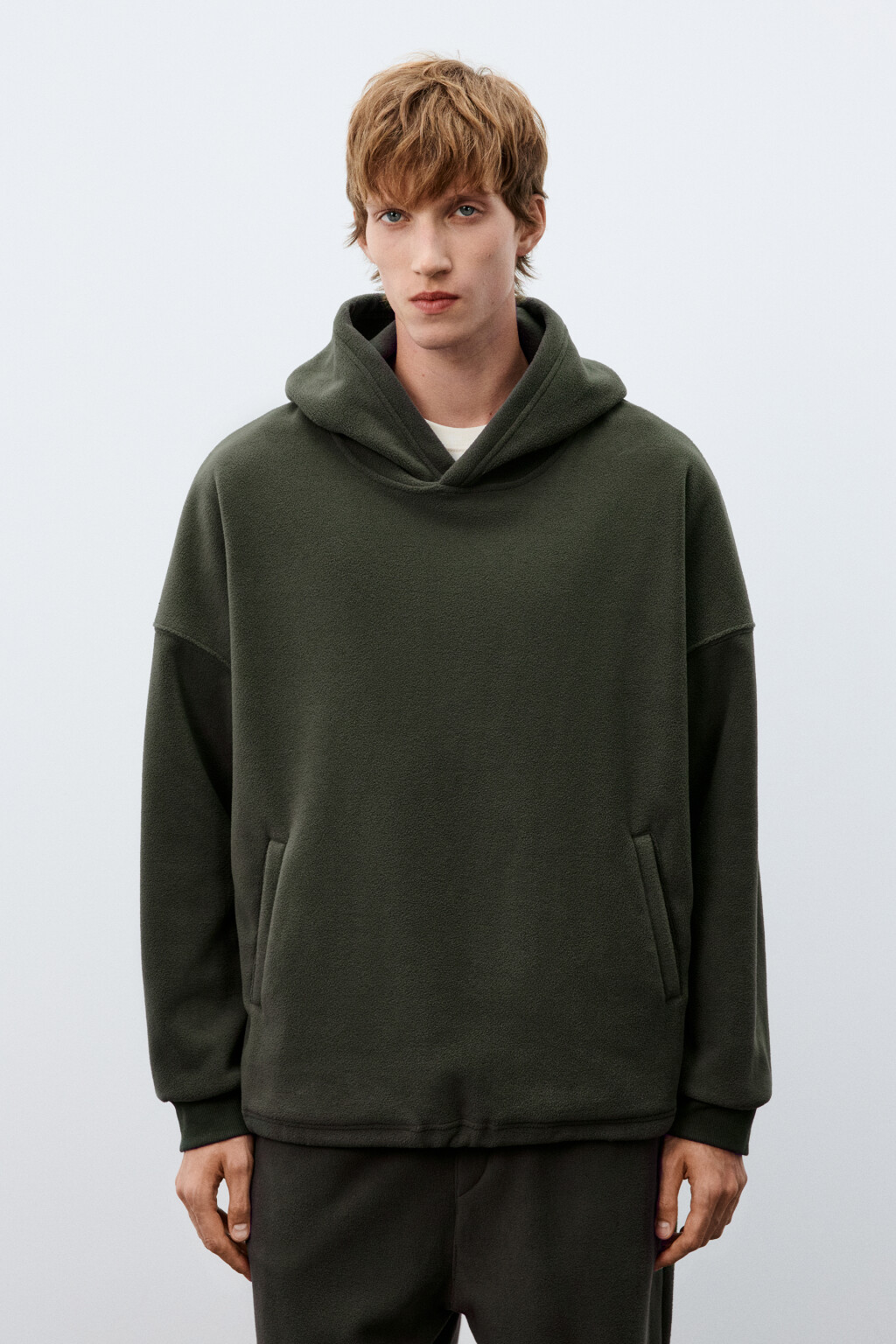 Худи с флисовым утеплителем - цвет зеленый - 2