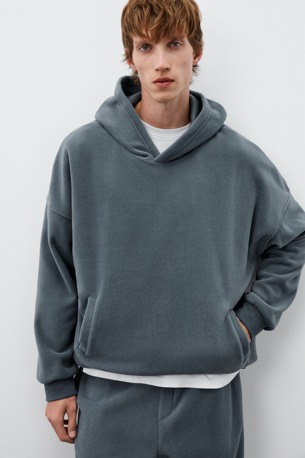Худи с флисовым утеплителем - цвет серый - 1