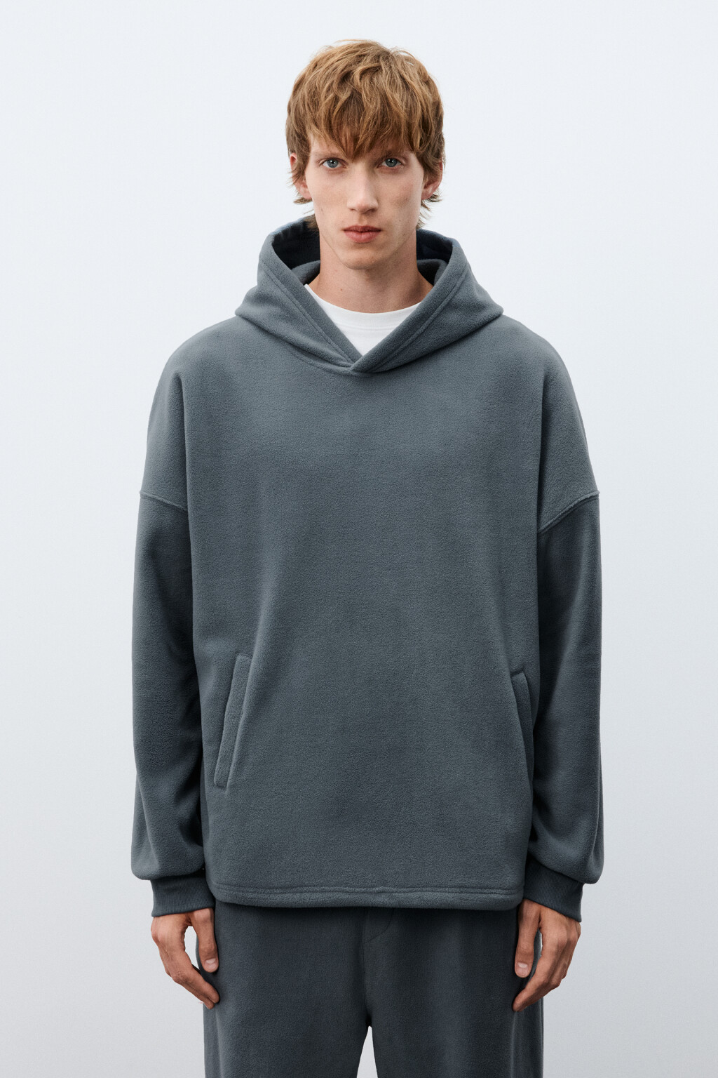 Худи с флисовым утеплителем - цвет серый - 2