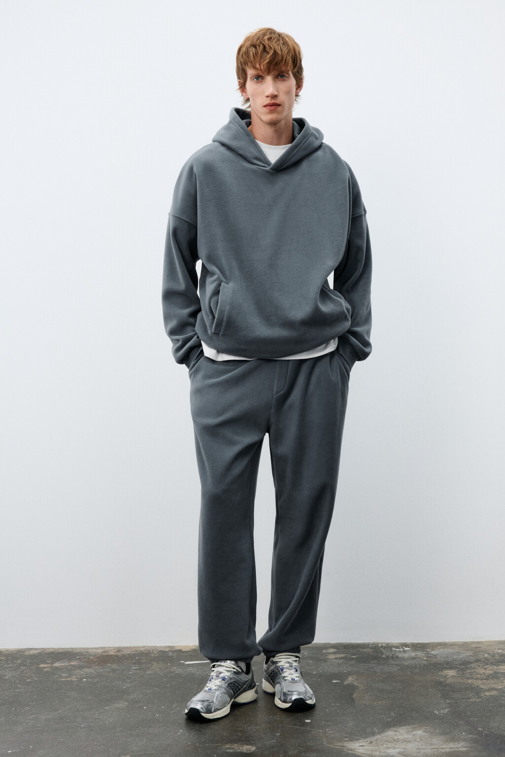 Худи с флисовым утеплителем - цвет серый - 4