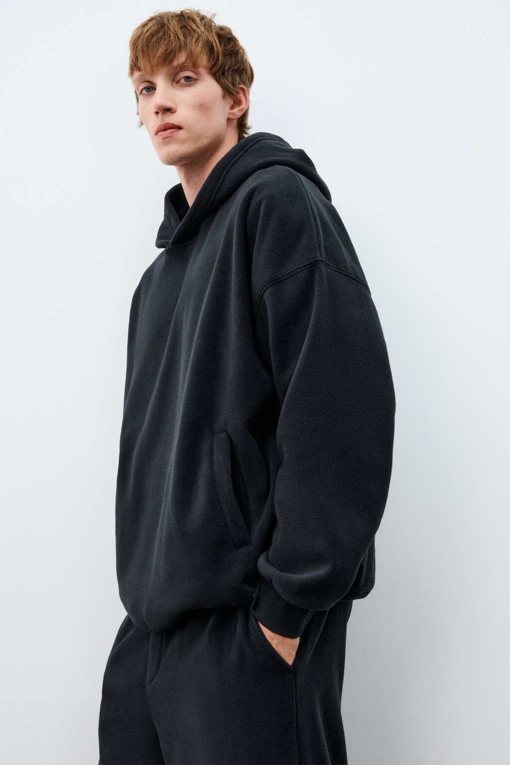 Худи с флисовым утеплителем - цвет черный - 1