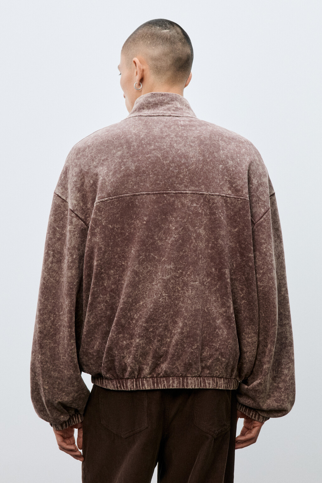 Толстовка на молнии с вареным эффектом - цвет коричневый - 4