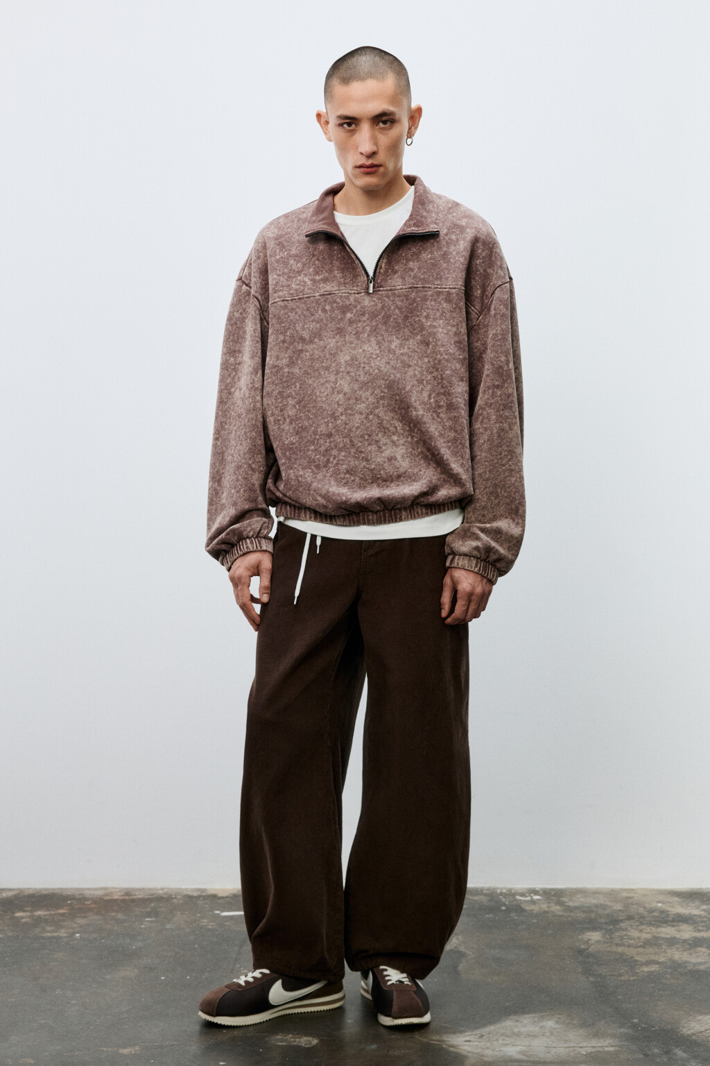 Толстовка на молнии с вареным эффектом - цвет коричневый - 5