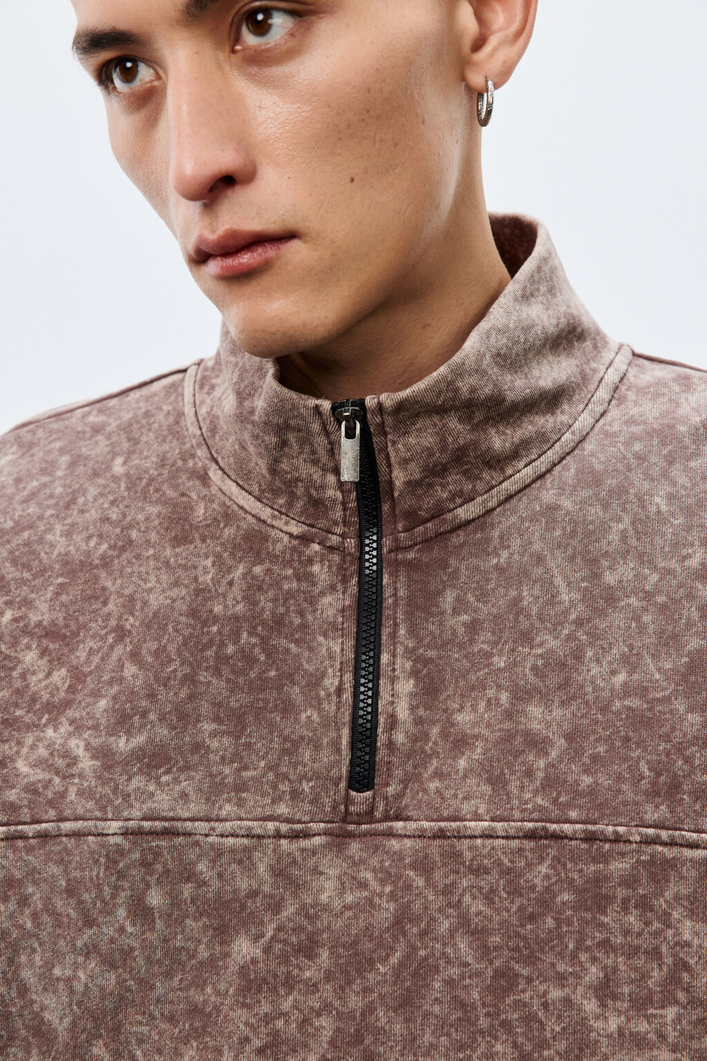 Толстовка на молнии с вареным эффектом - цвет коричневый - 6