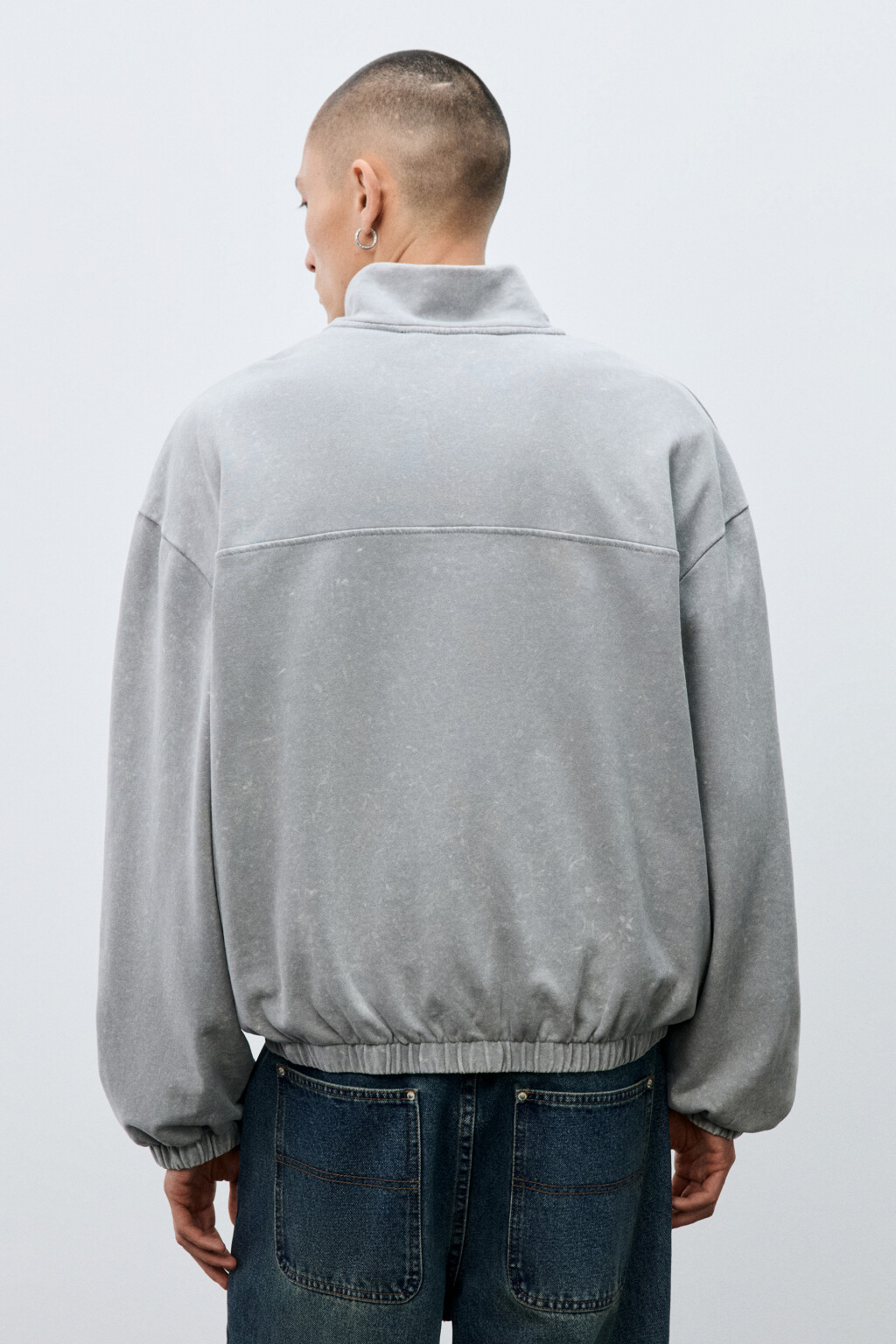 Толстовка на молнии с вареным эффектом - цвет серый - 3