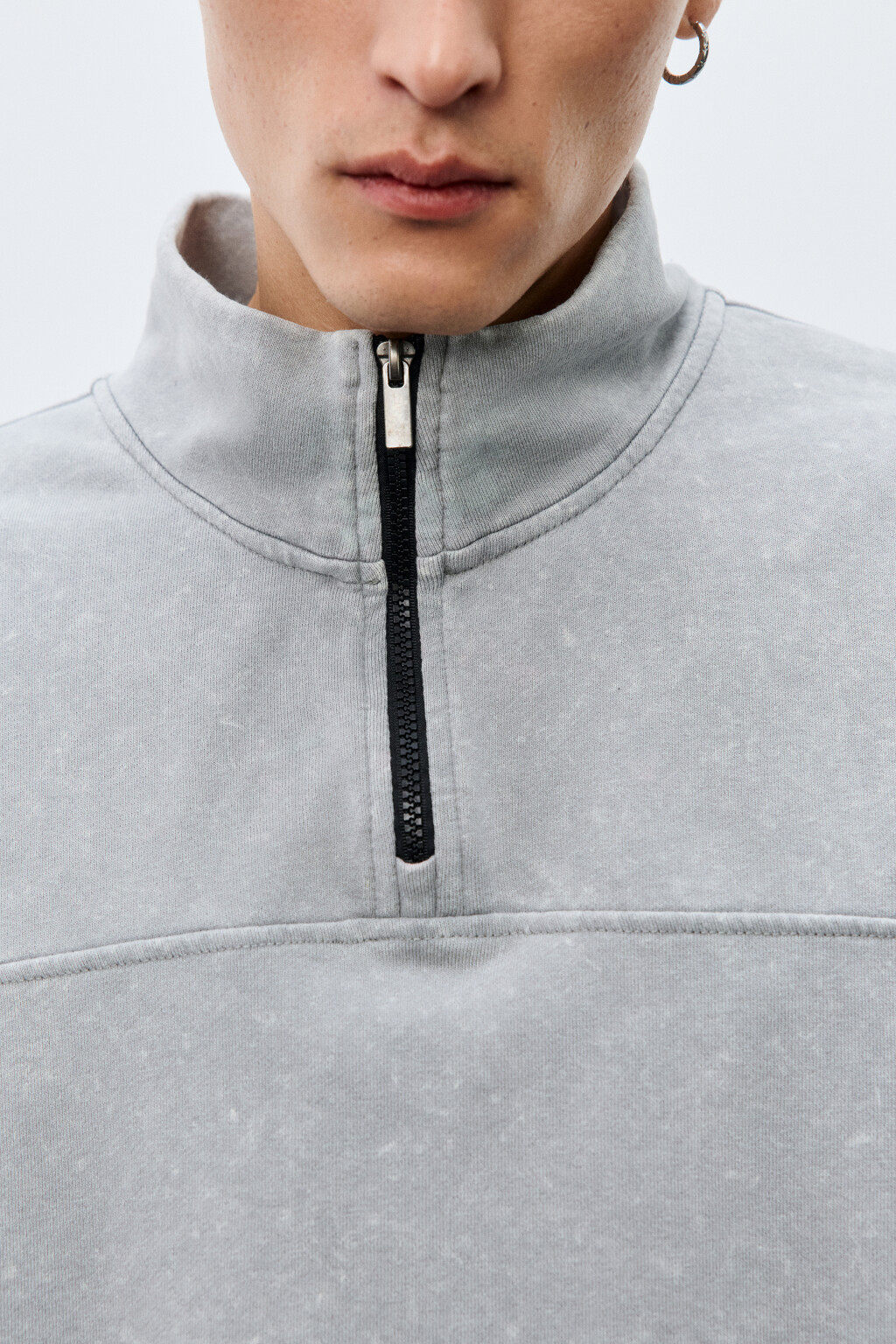 Толстовка на молнии с вареным эффектом - цвет серый - 5