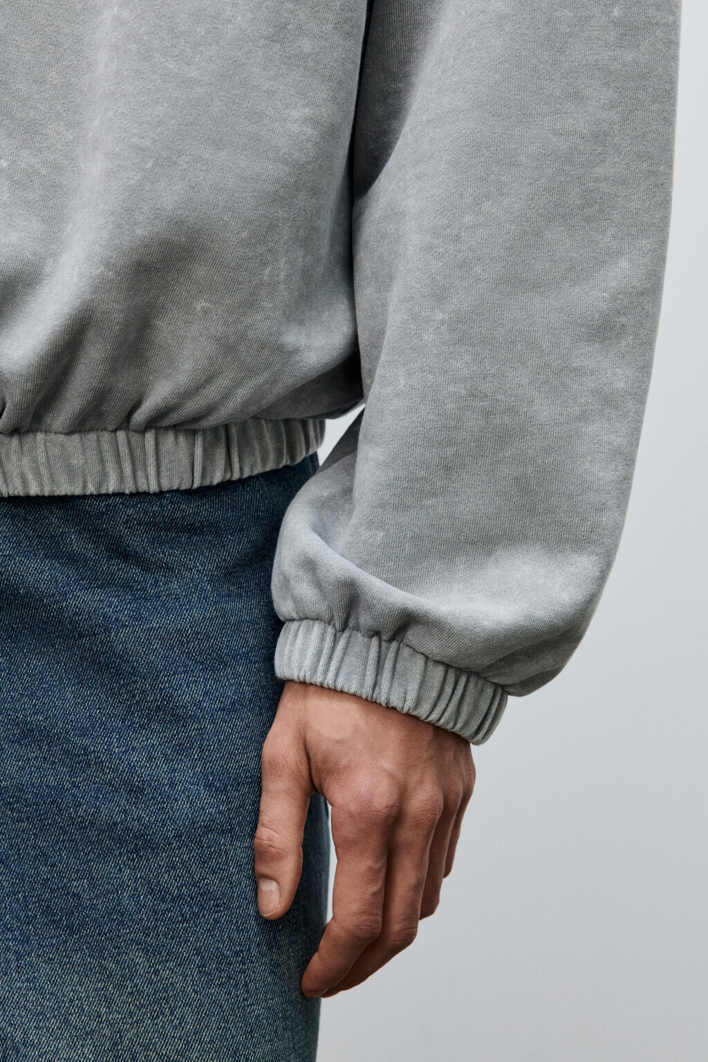 Толстовка на молнии с вареным эффектом - цвет серый - 6