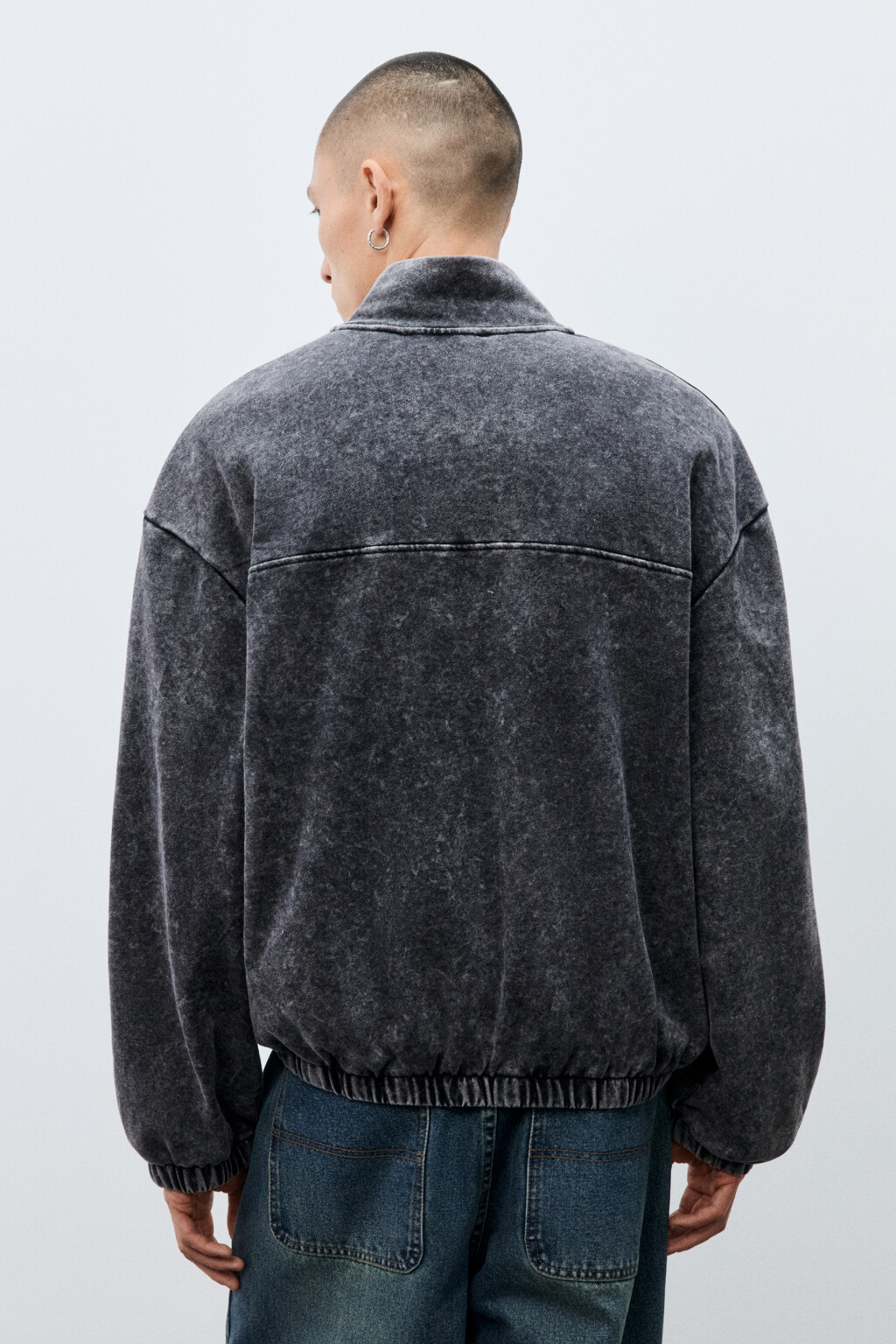 Толстовка на молнии с вареным эффектом - цвет черный - 3