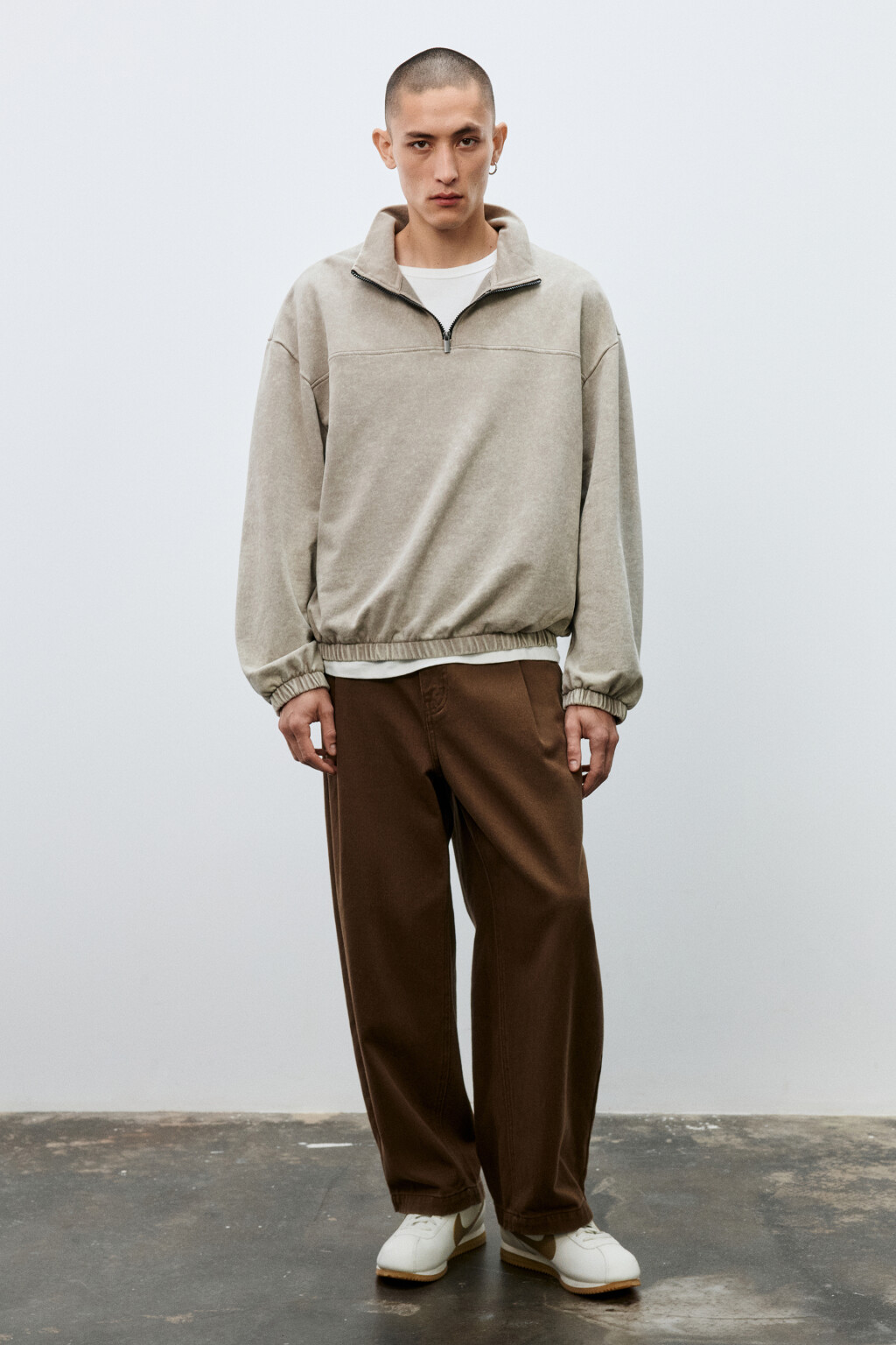 Толстовка на молнии с вареным эффектом - цвет бежевый - 4