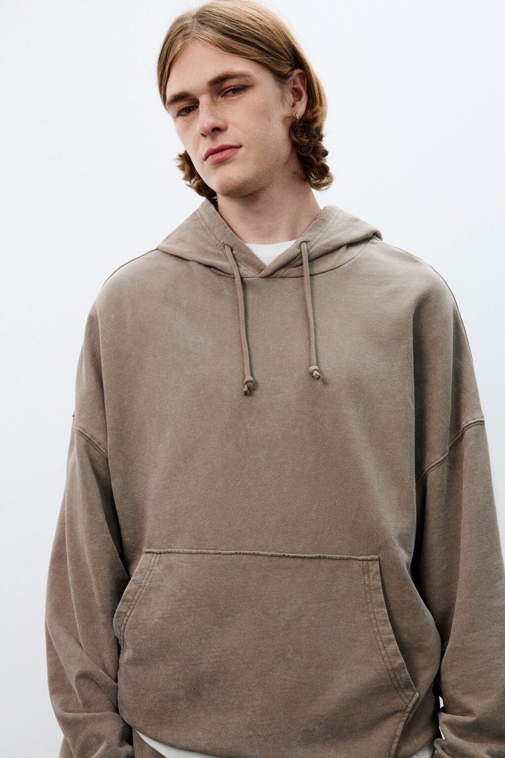 Худи оверсайз с капюшоном - цвет коричневый - 1