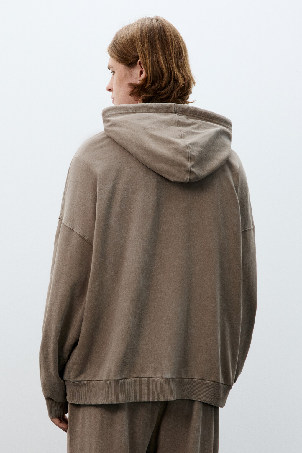 Худи оверсайз с капюшоном - цвет коричневый - 3