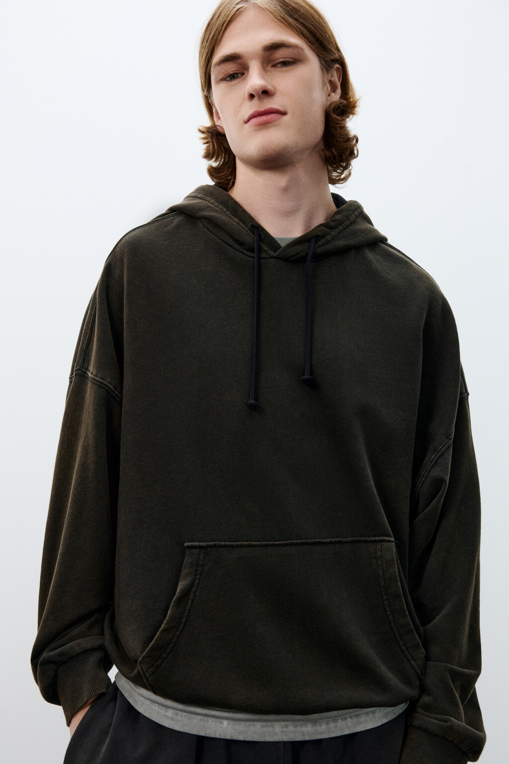 Худи оверсайз с капюшоном - цвет коричневый - 1